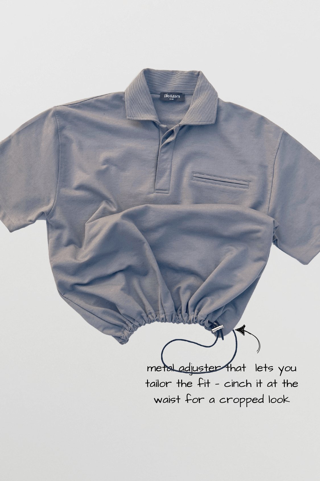 Hybrid Polo Tee in Grey - Life & Jam