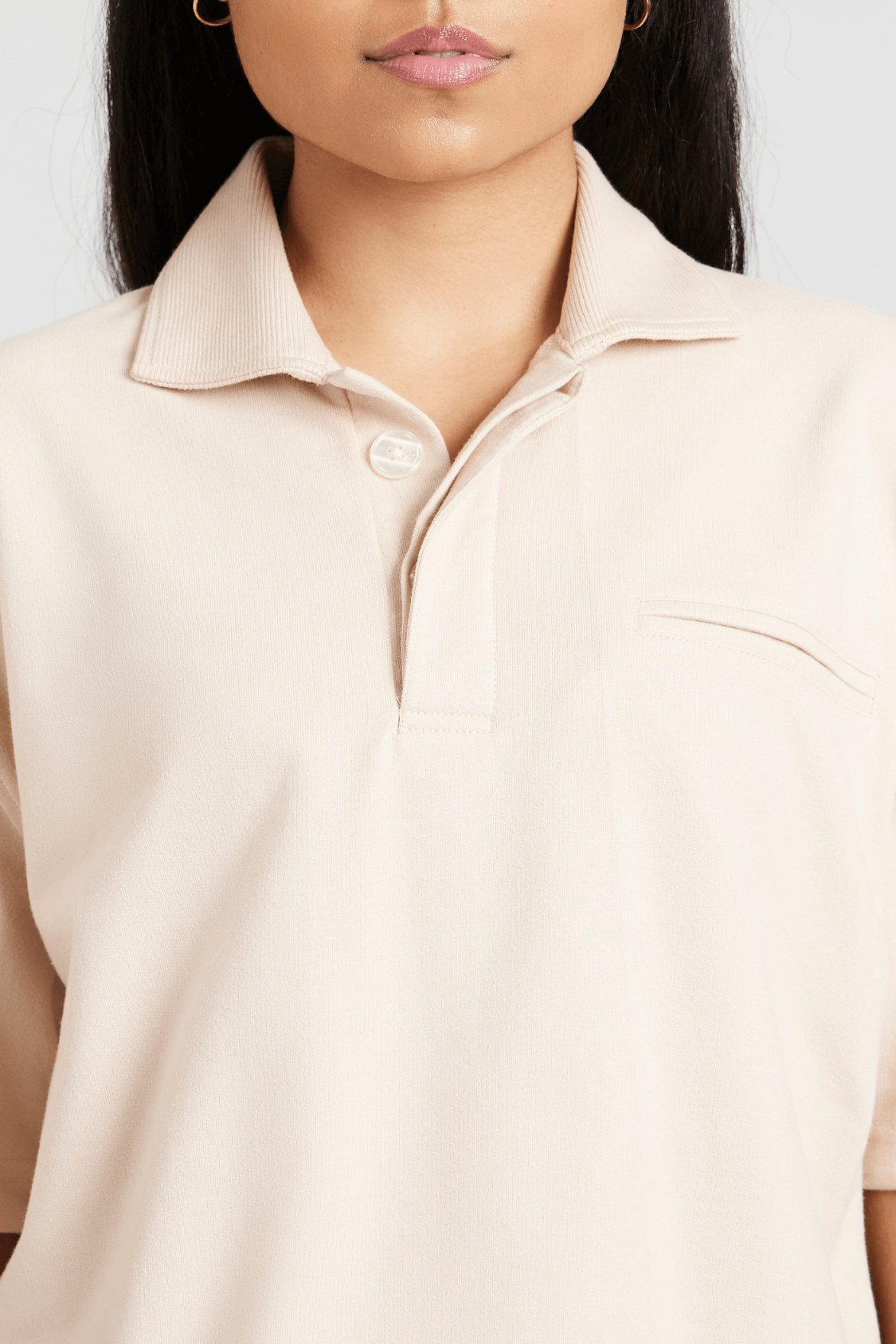 Hybrid Polo Tee in Marshmallow - Life & Jam
