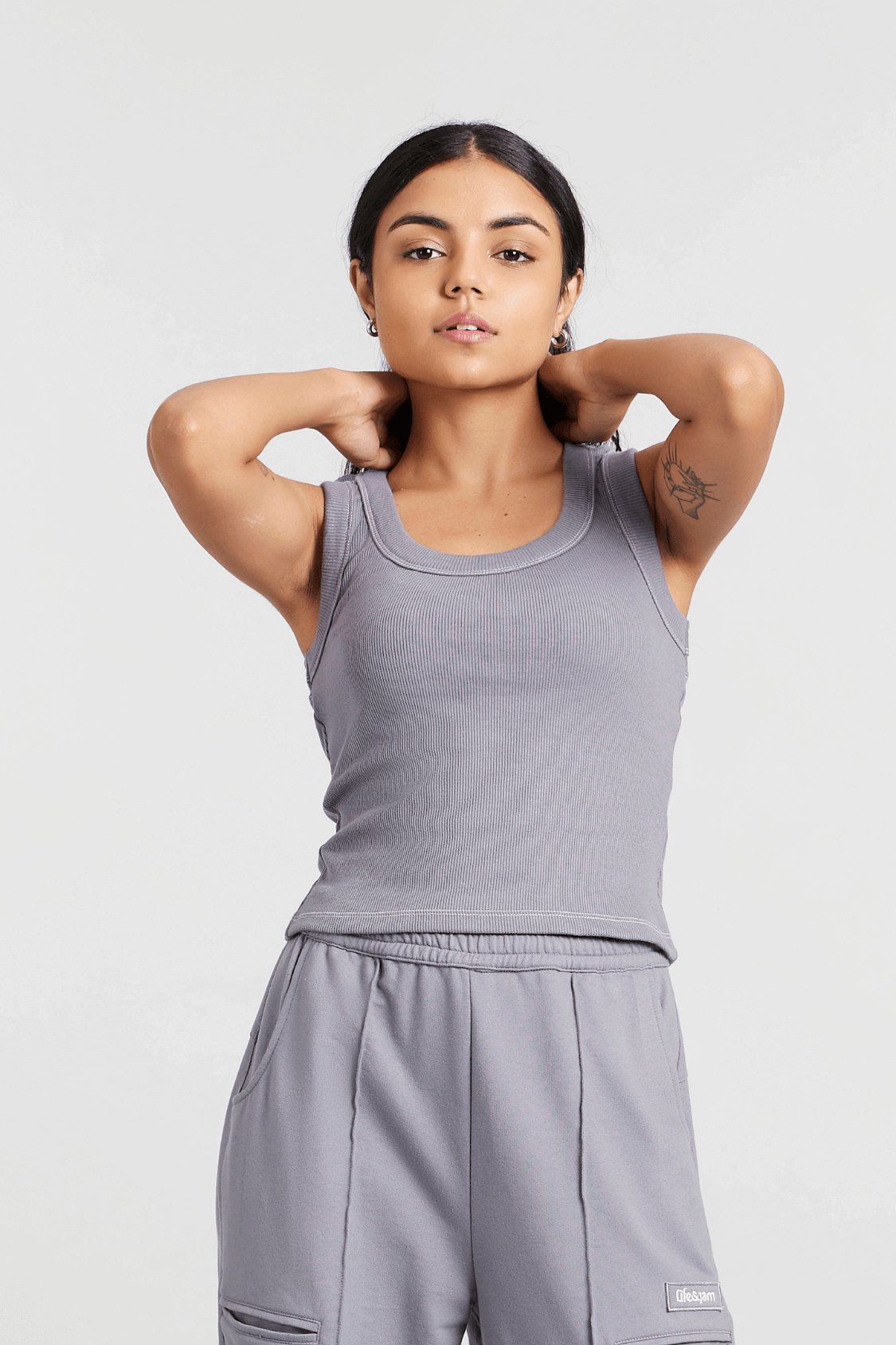 Hybrid Tank in Grey - Life & Jam