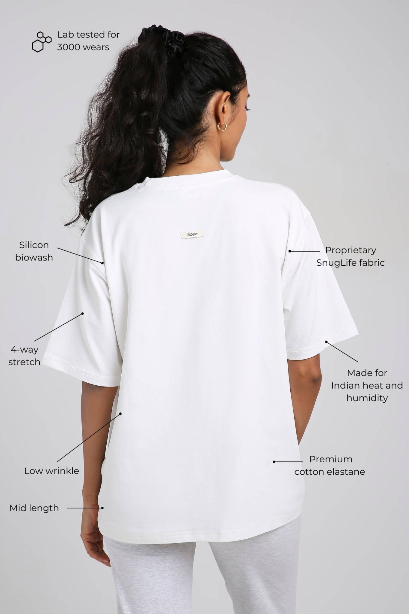 Oversized Tee in Snow White - Life & Jam