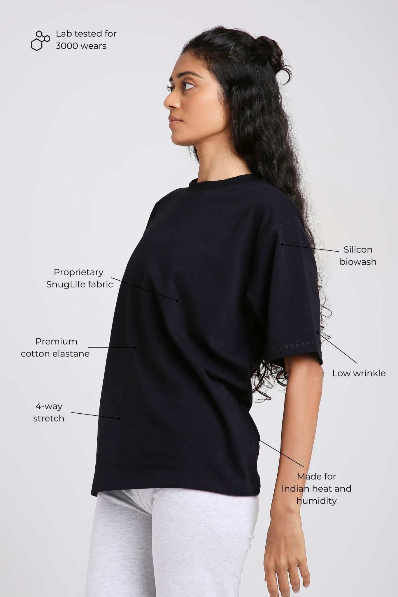 Oversized Tee in True Black - Life & Jam