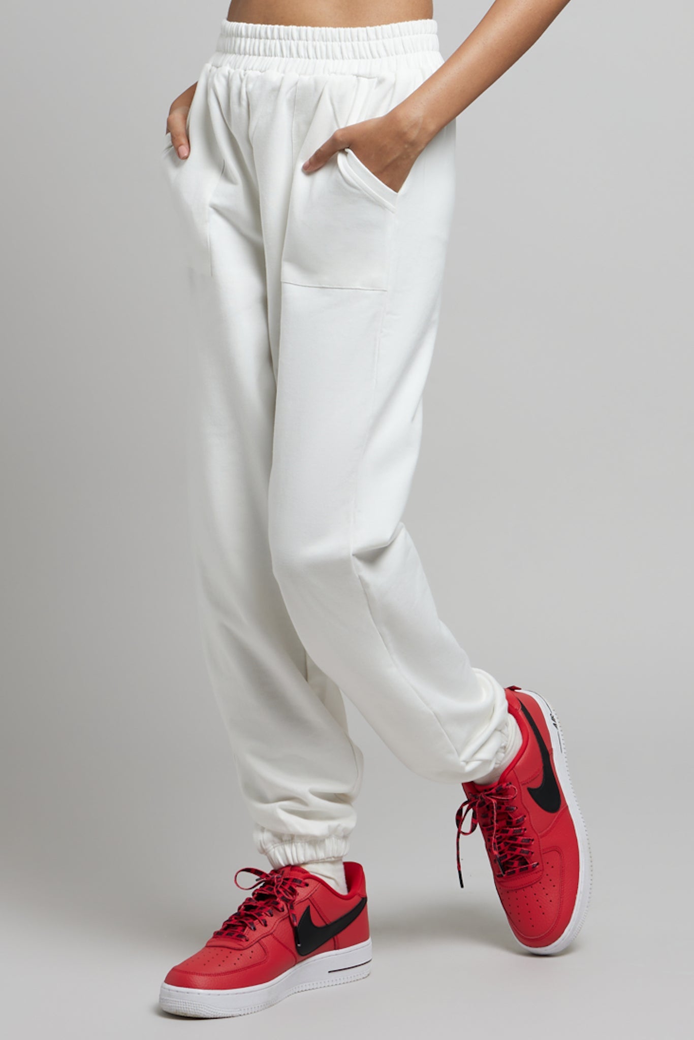 Let's Bounce Baggy Joggers in Vanilla White - Life & Jam