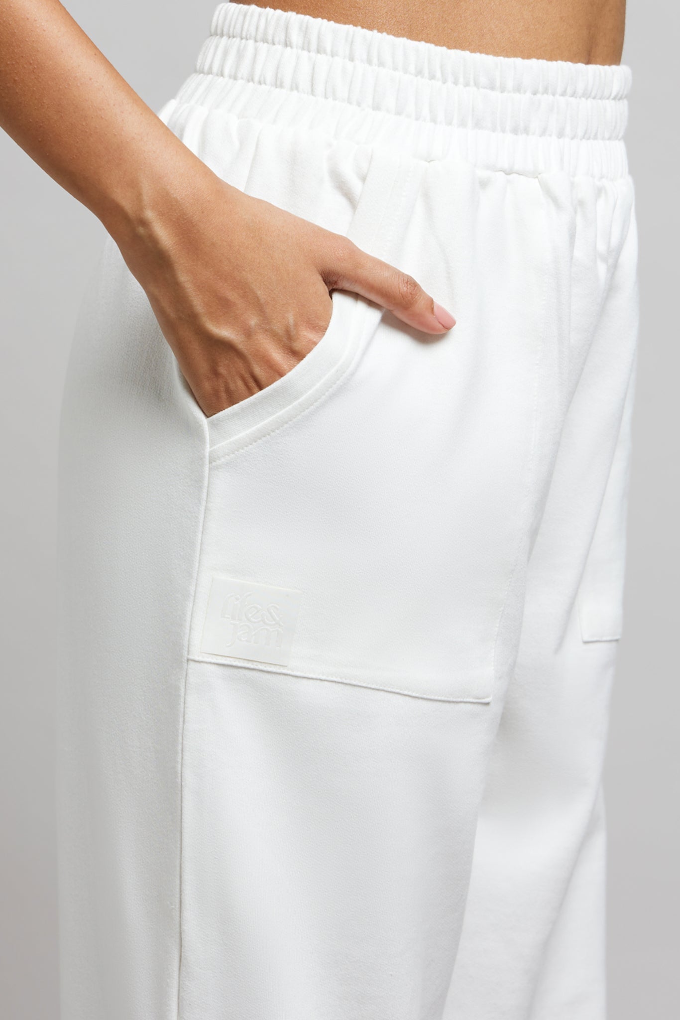 Let's Bounce Baggy Joggers in Vanilla White - Life & Jam