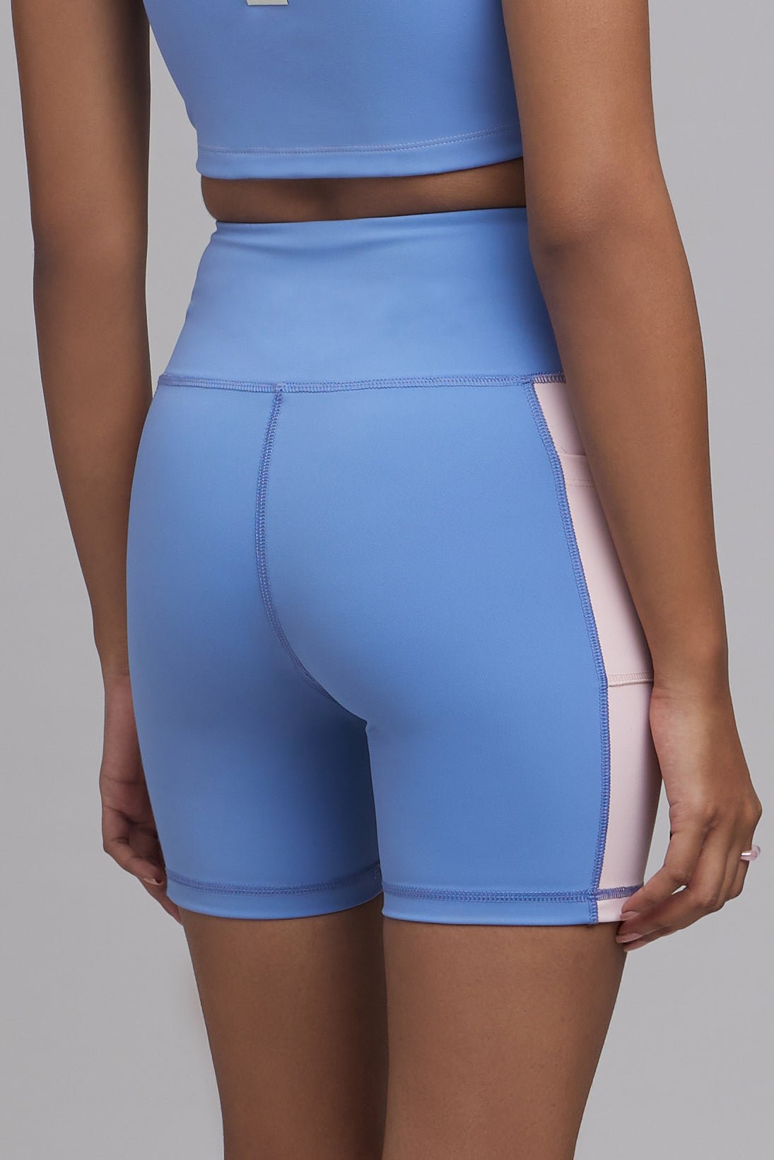 Trending Colour Block Cycling Shorts in Blue - Life & Jam