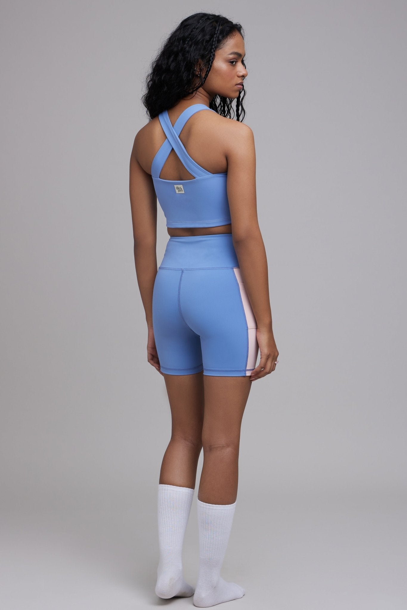 Trending Colour Block Cycling Shorts in Blue - Life & Jam
