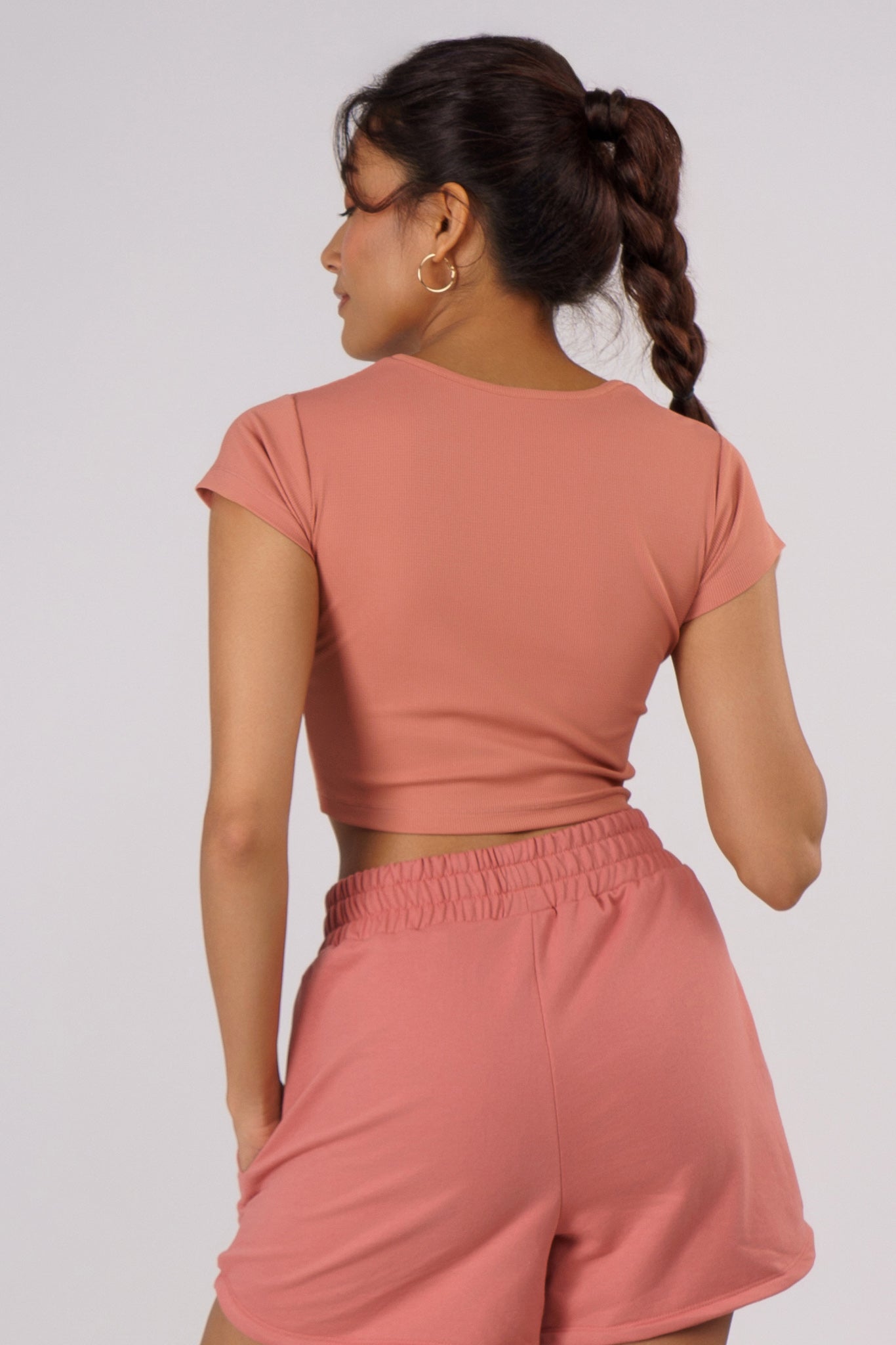 Waffle Sleeves Crop Top in Dusty Rose - Life & Jam