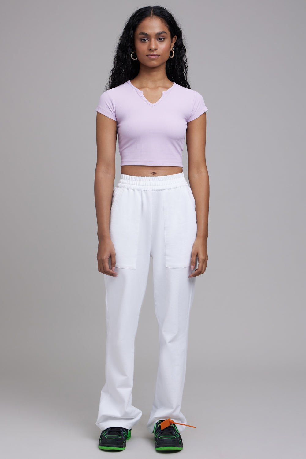 Waffle Sleeves Crop Top in Lazy Lilac - Life & Jam