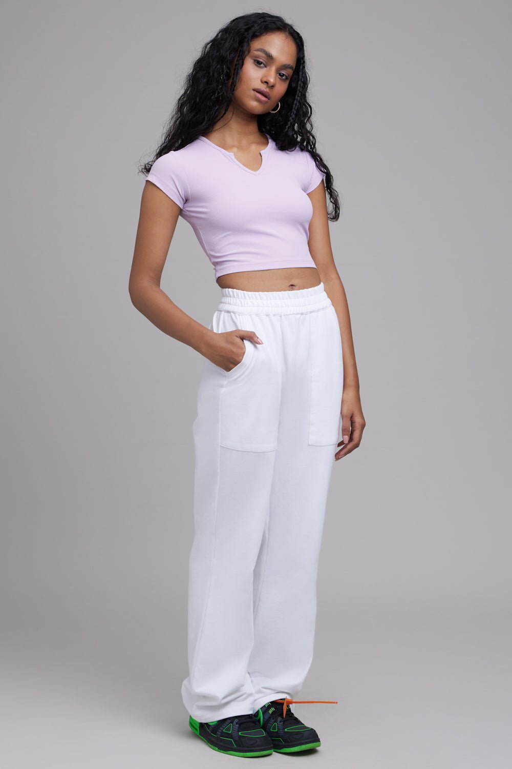 Waffle Sleeves Crop Top in Lazy Lilac - Life & Jam