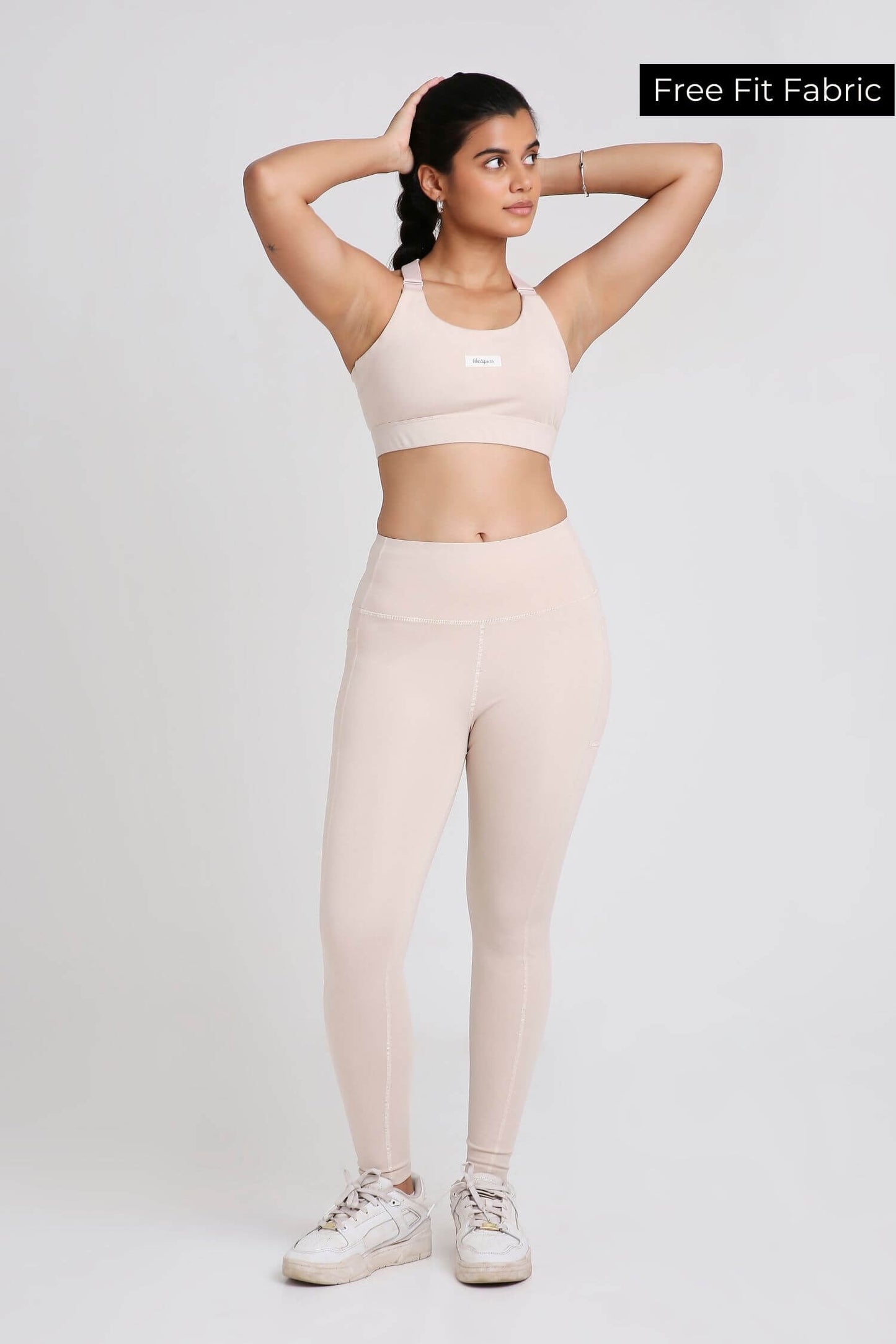Co-ord Set: Adjustable Straps Sports Bra + Leggings in Marshmallow 2.0