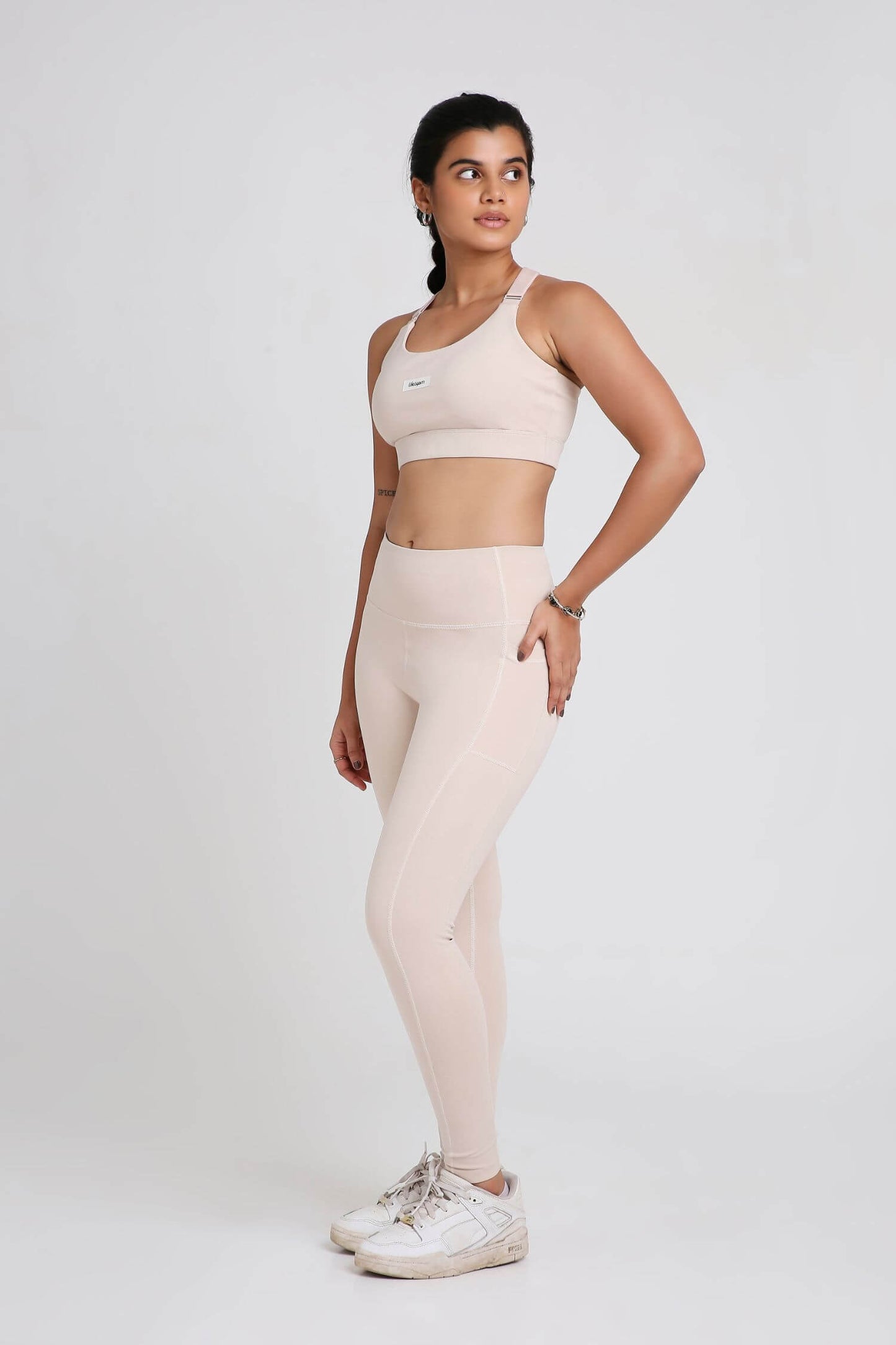 Co-ord Set: Adjustable Straps Sports Bra + Leggings in Marshmallow 2.0