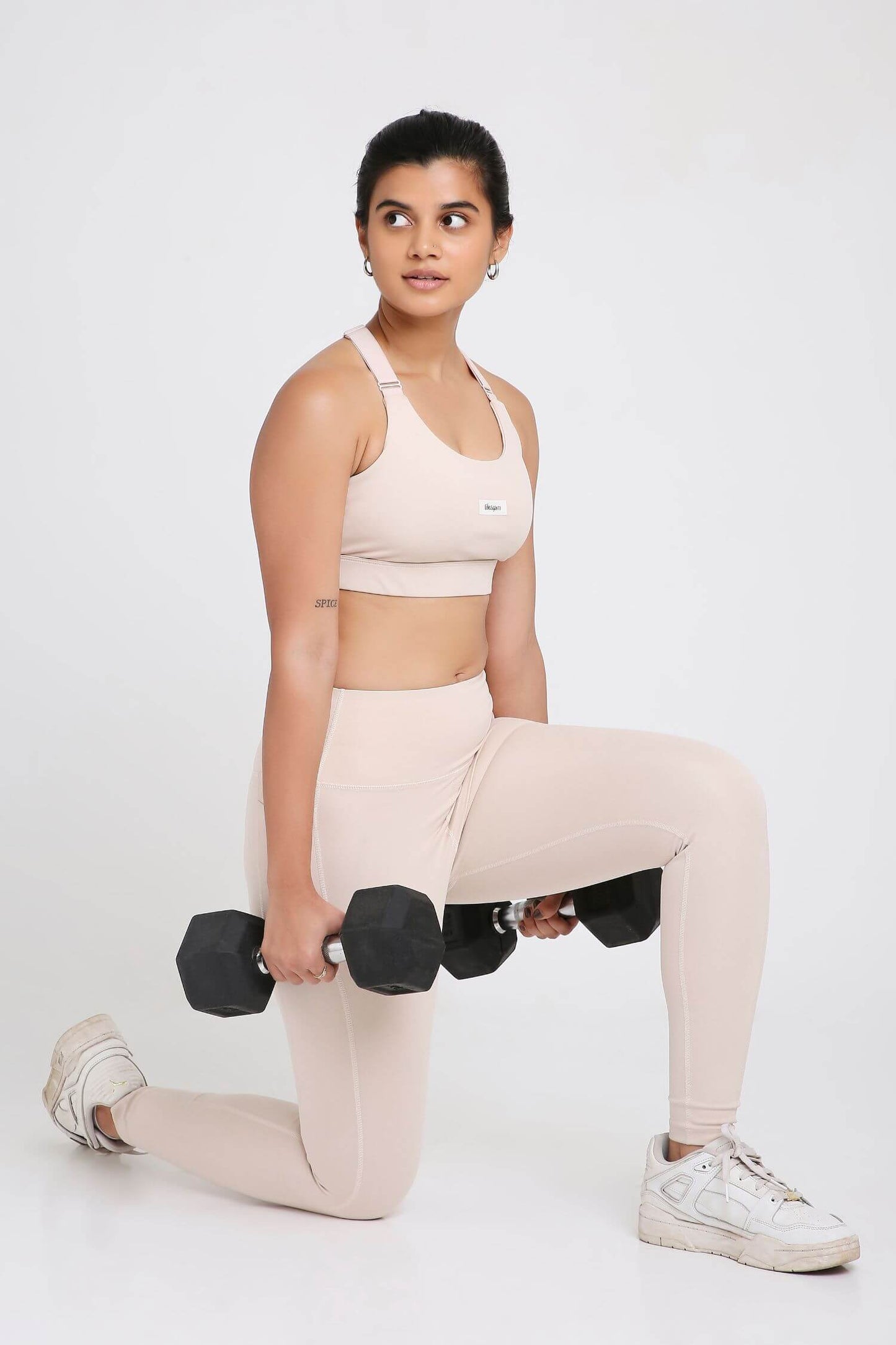 Co-ord Set: Adjustable Straps Sports Bra + Leggings in Marshmallow 2.0