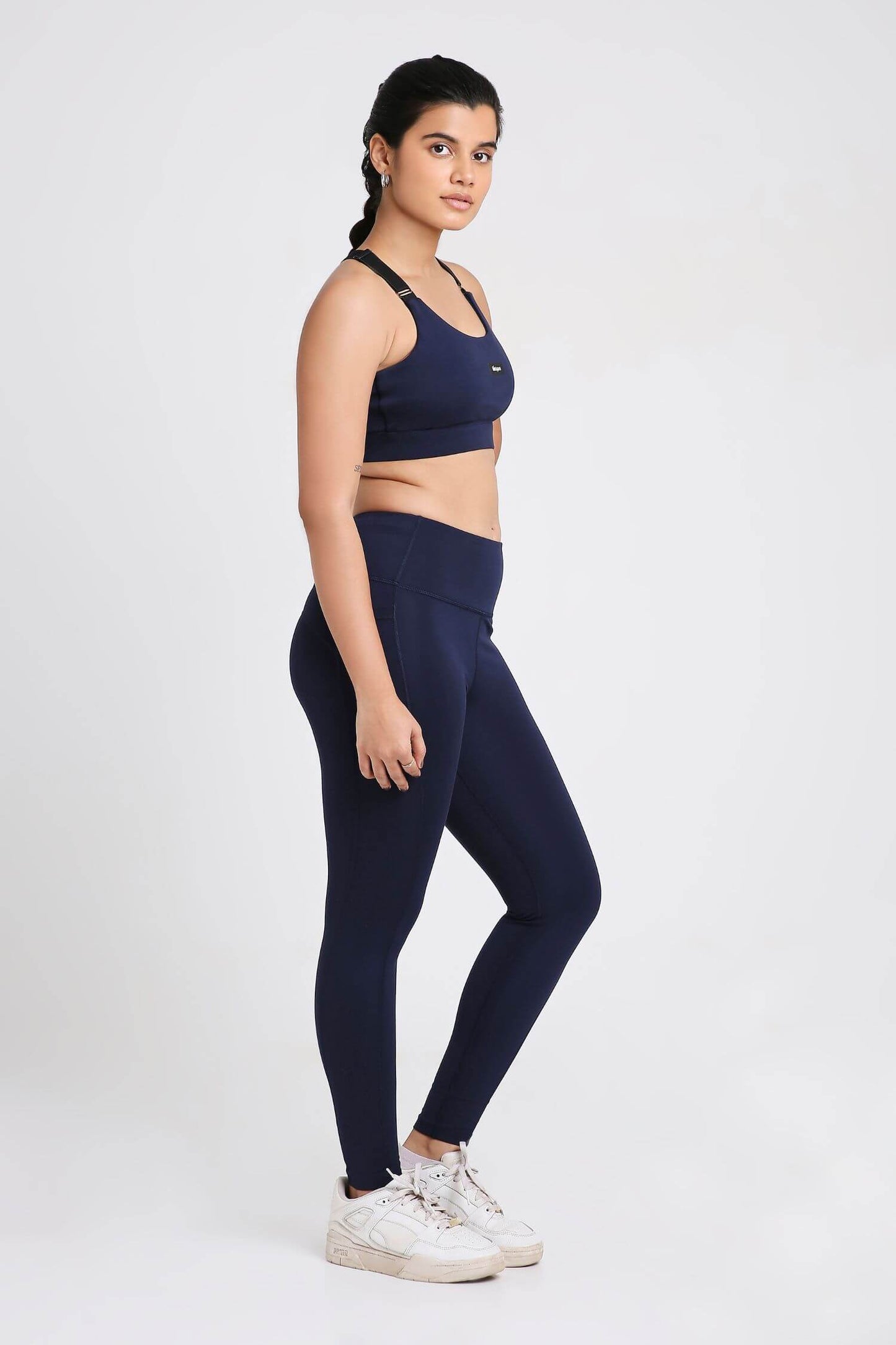 Co-ord Set: Adjustable Straps Sports Bra + Leggings in Ink 2.0