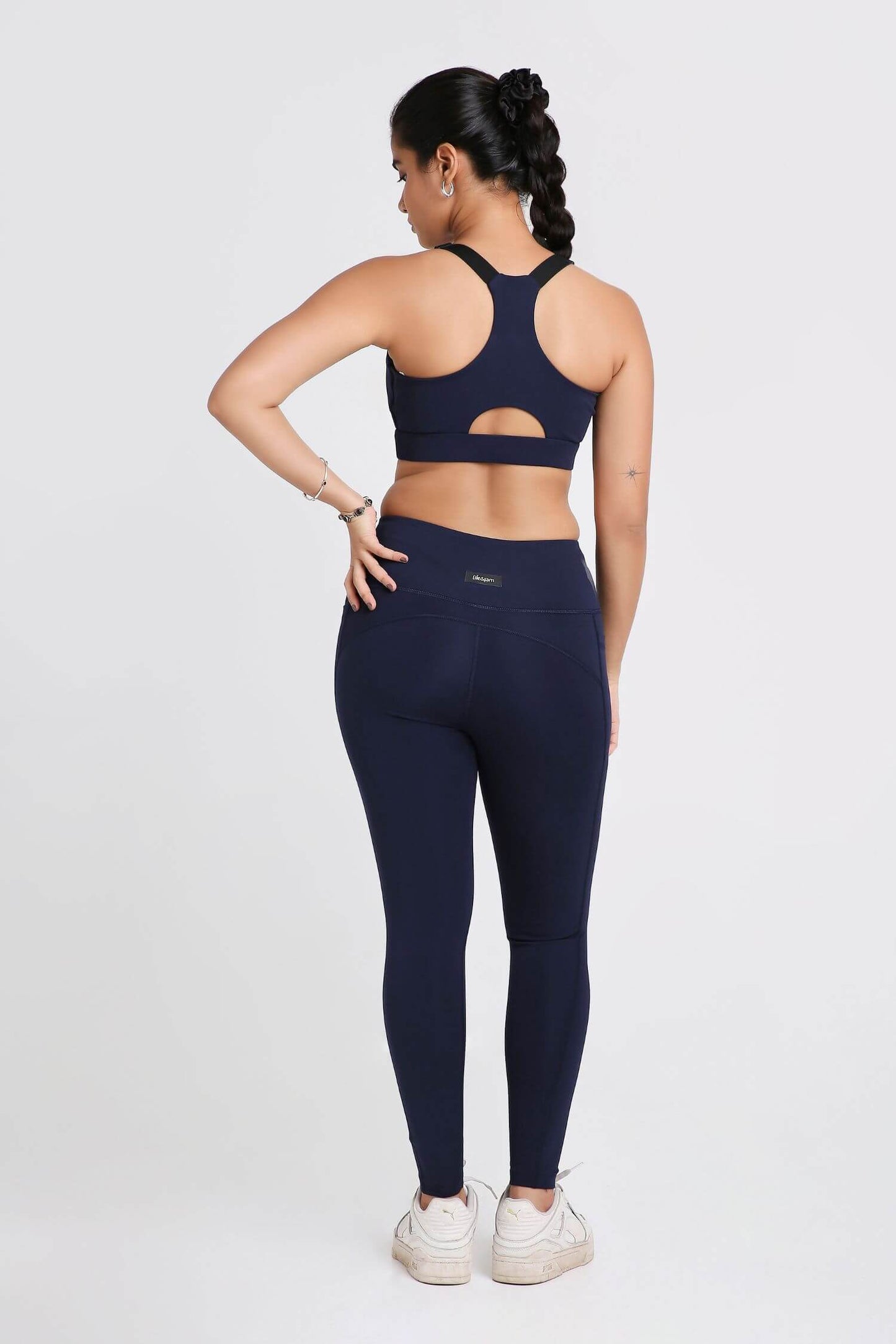 Co-ord Set: Adjustable Straps Sports Bra + Leggings in Ink 2.0