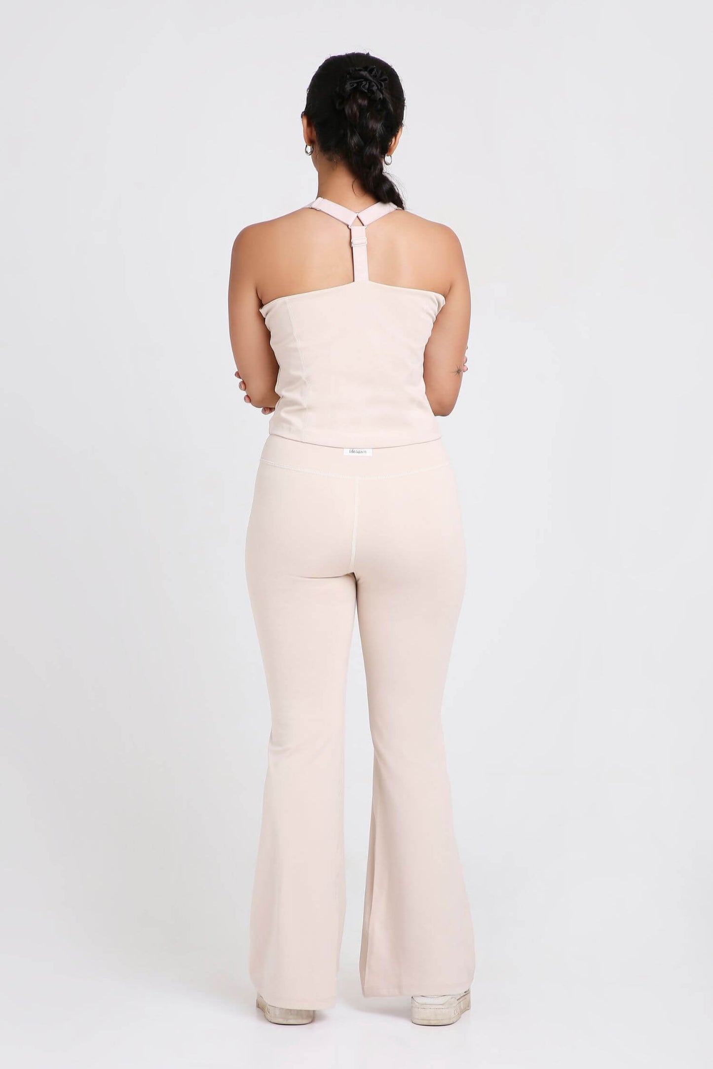 Co-ord Set: Good Girl Code Sports Bra & Flare Pants in Marshmallow