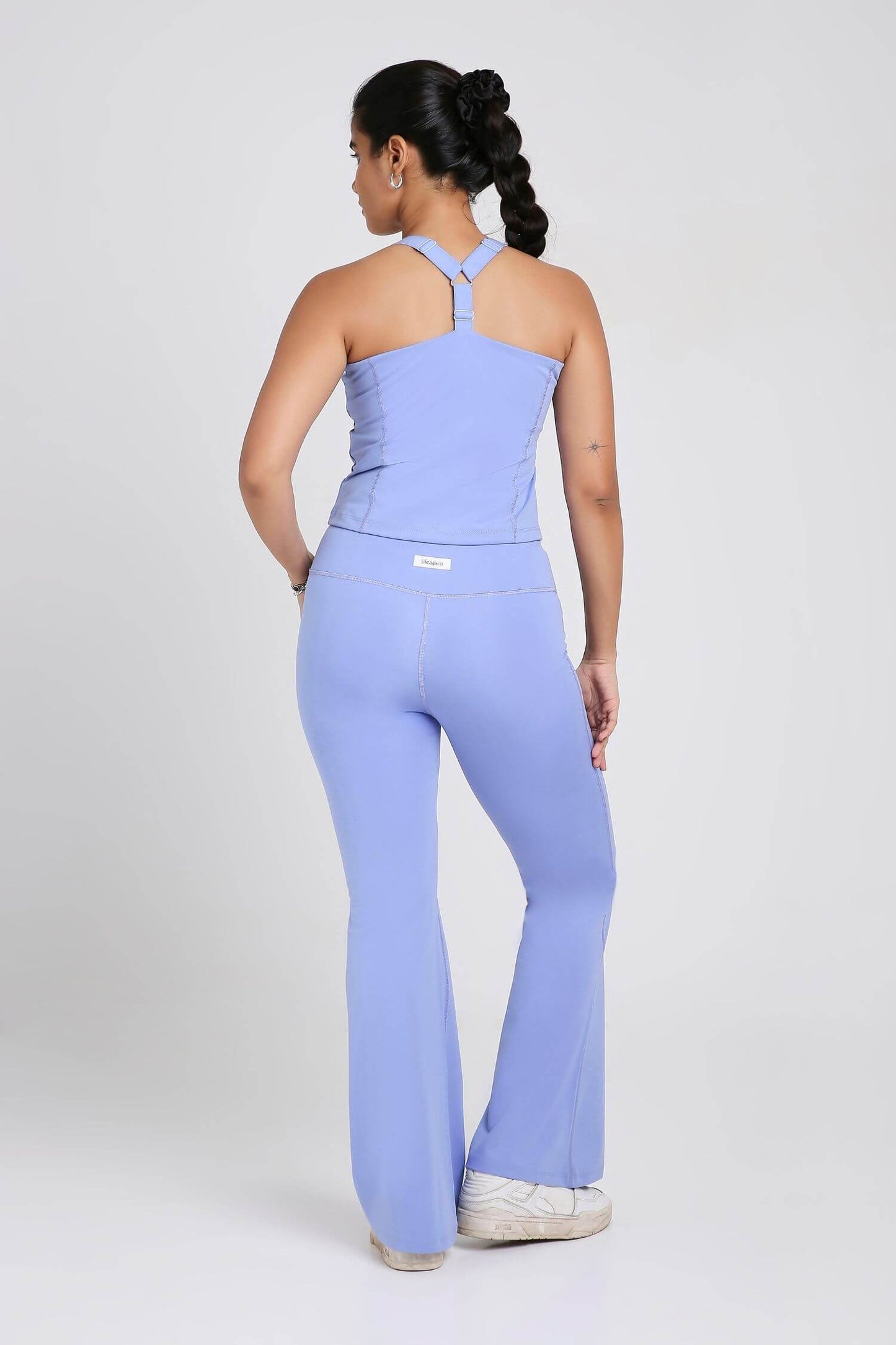 Co-ord Set: Good Girl Code Sports Bra & Flare Pants in Ocean Pop