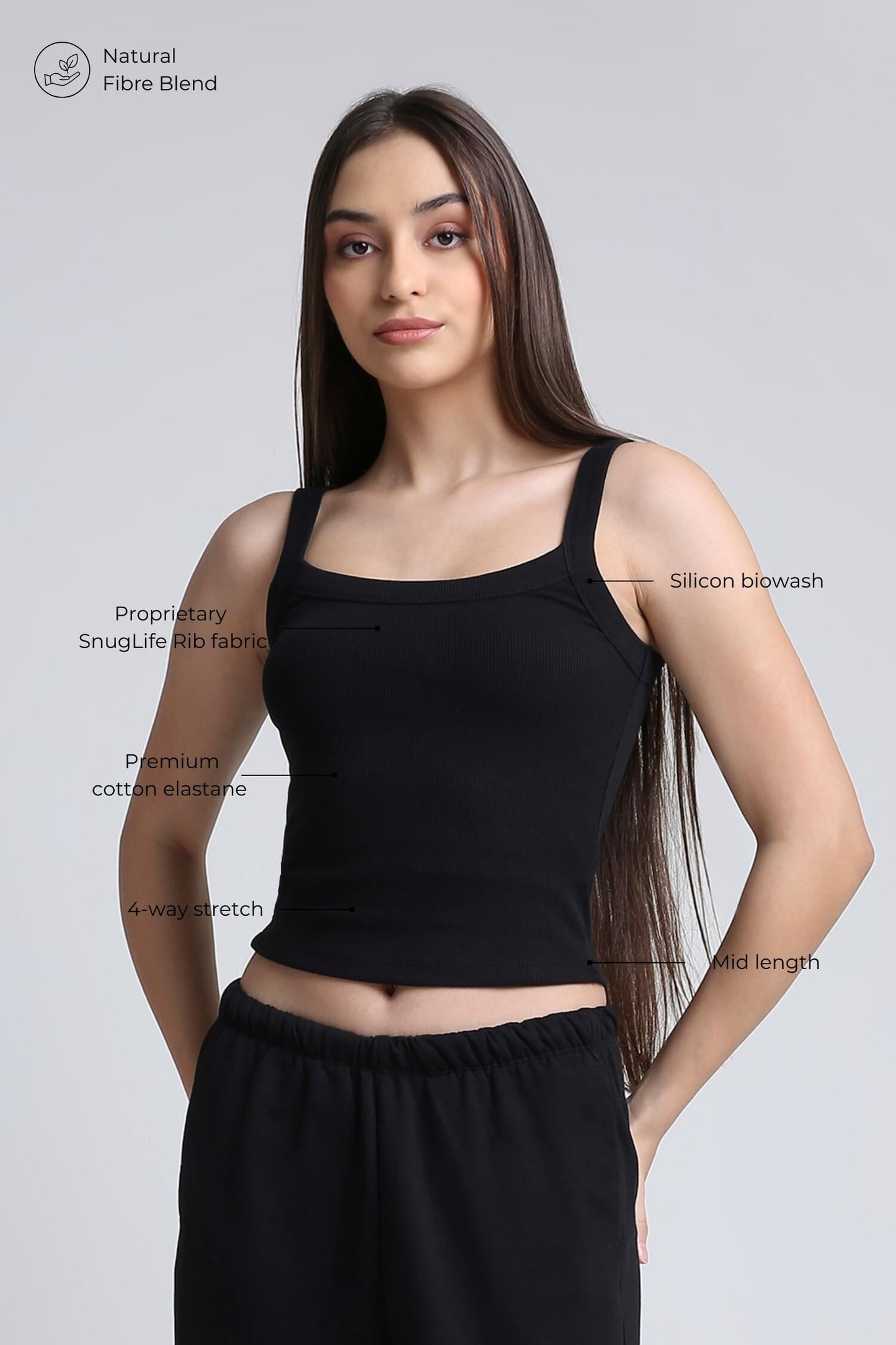 Strappy Tank in True Black