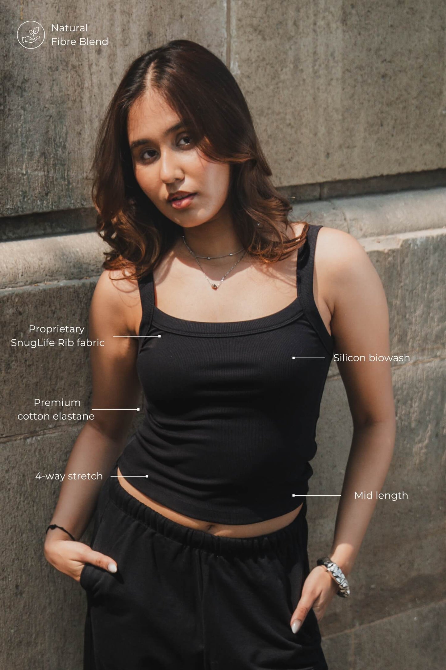 Strappy Tank in True Black
