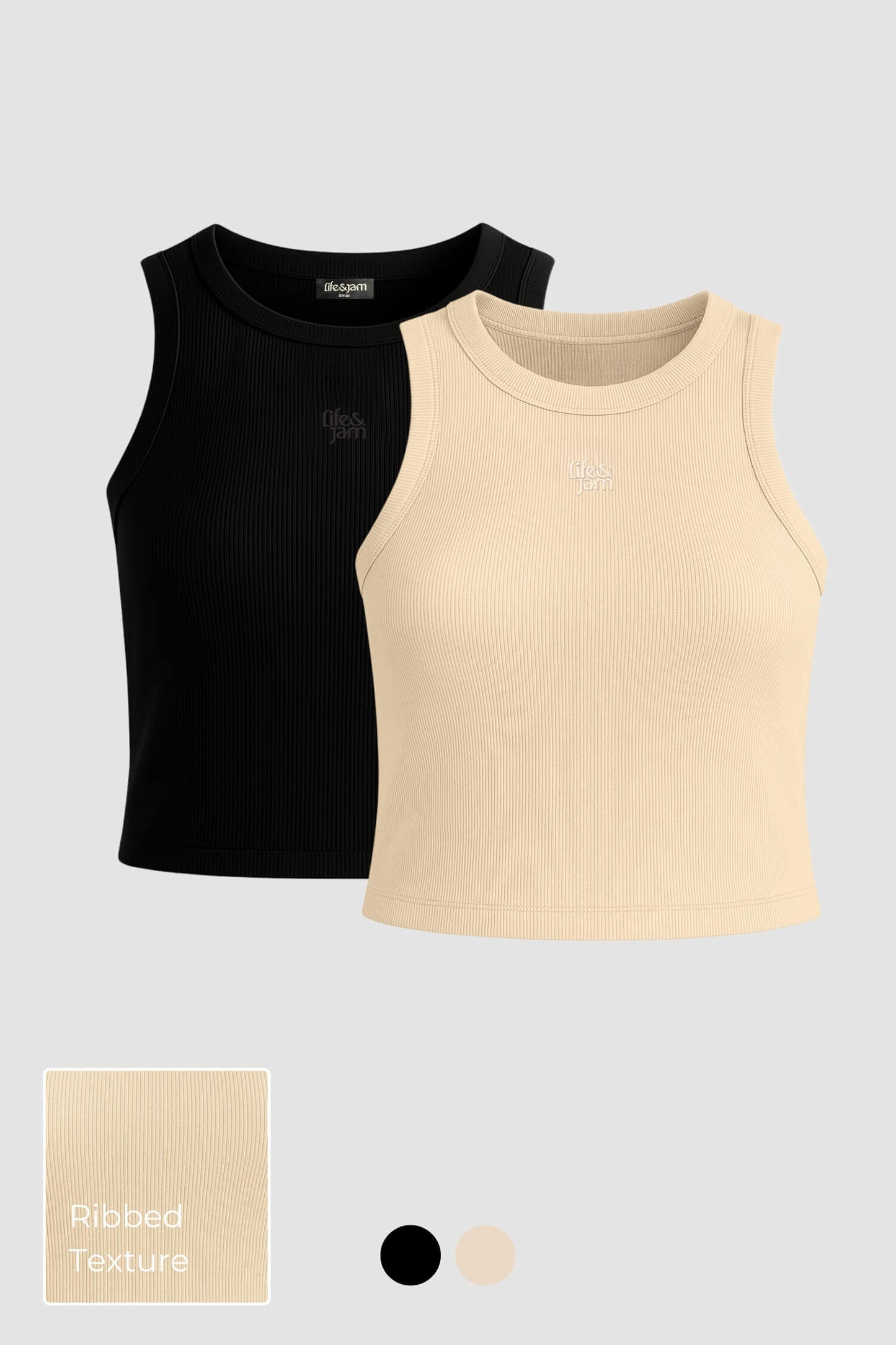 2 Pack: Free Spirit Ribbed Tank In Black & Marshmallow