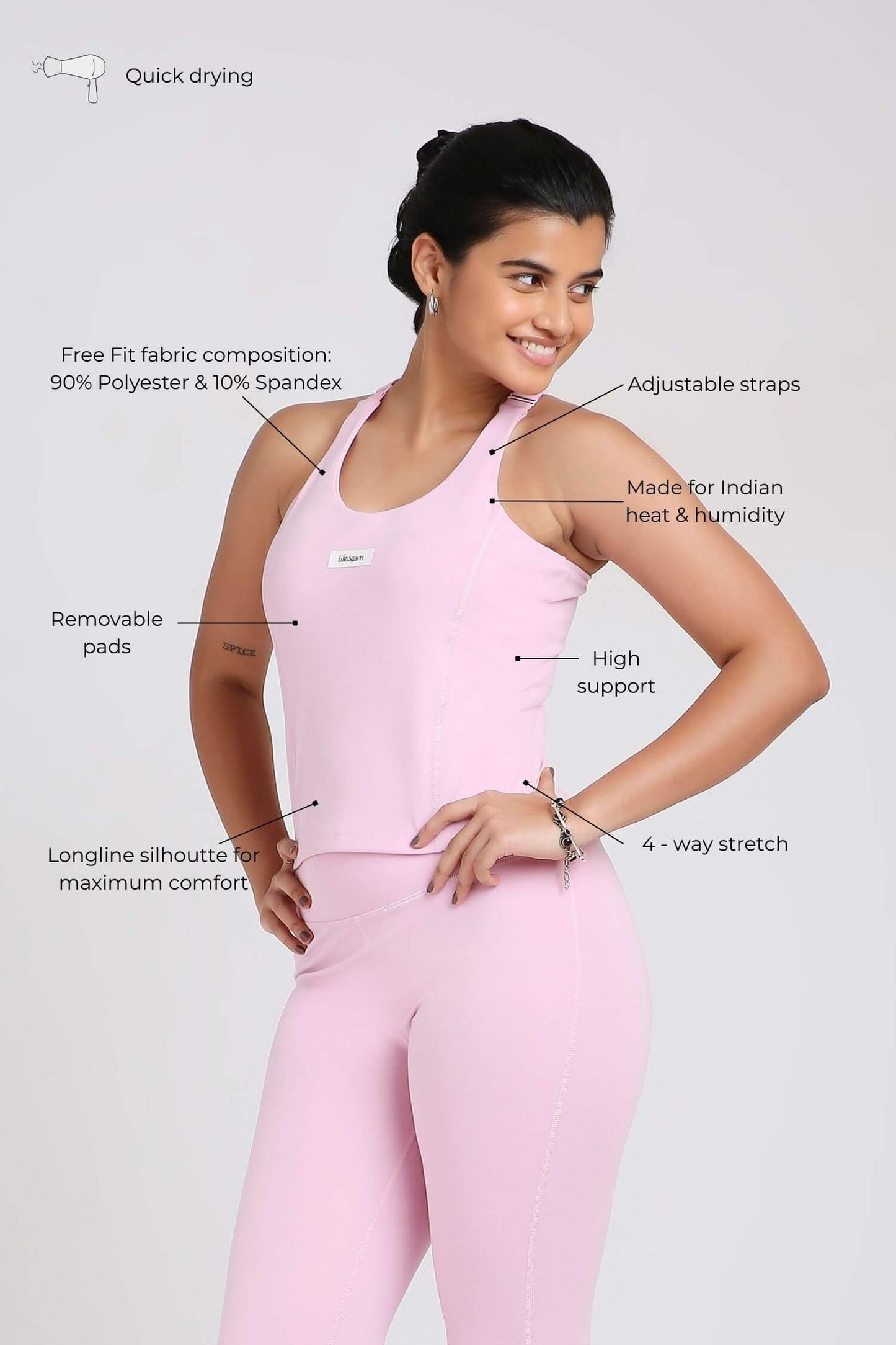 Good Girl Code Longline Sports Bra in Cotton Candy