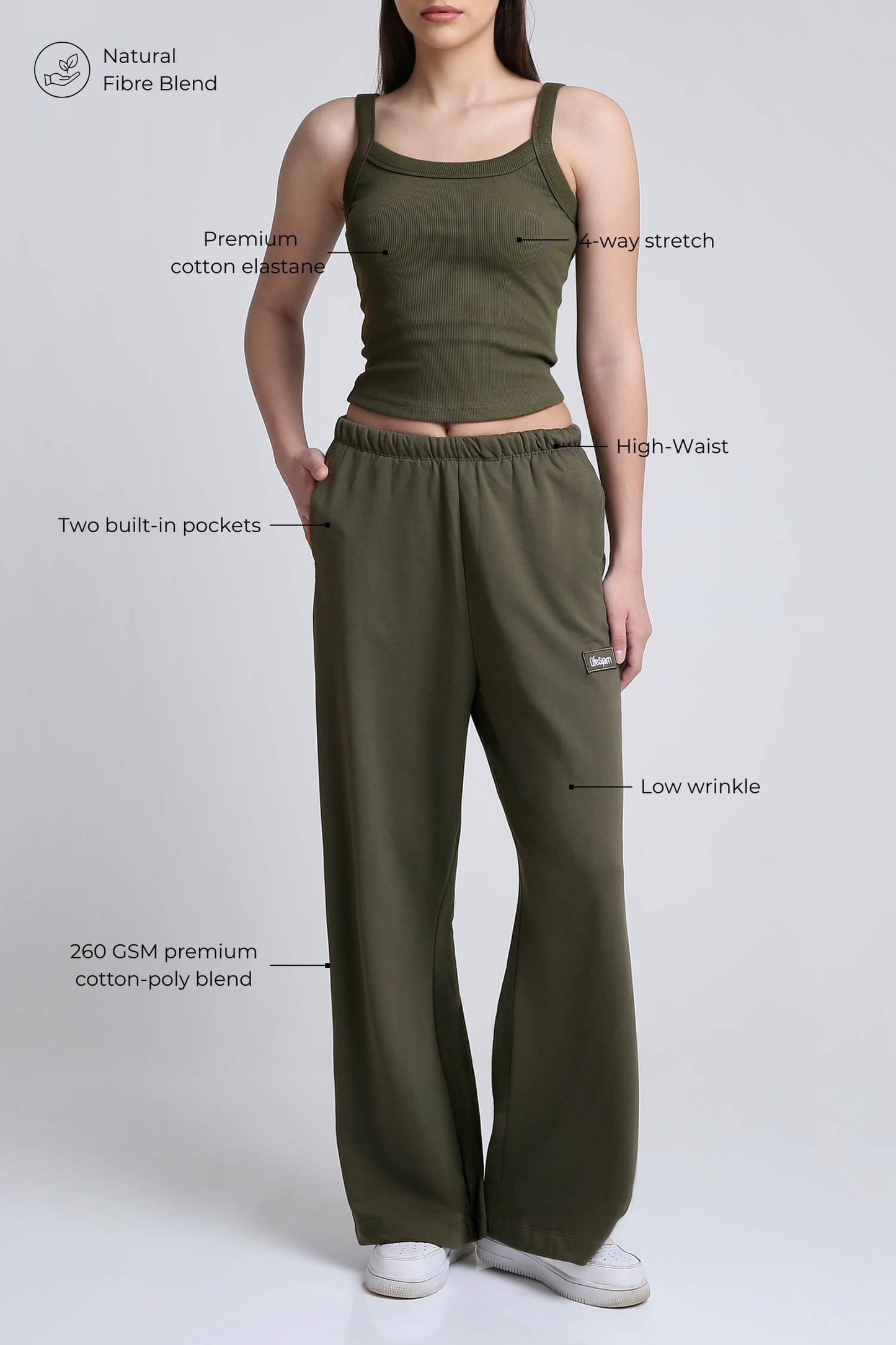 Co-ord Set: Strappy Tank & Loungers in Soul Green