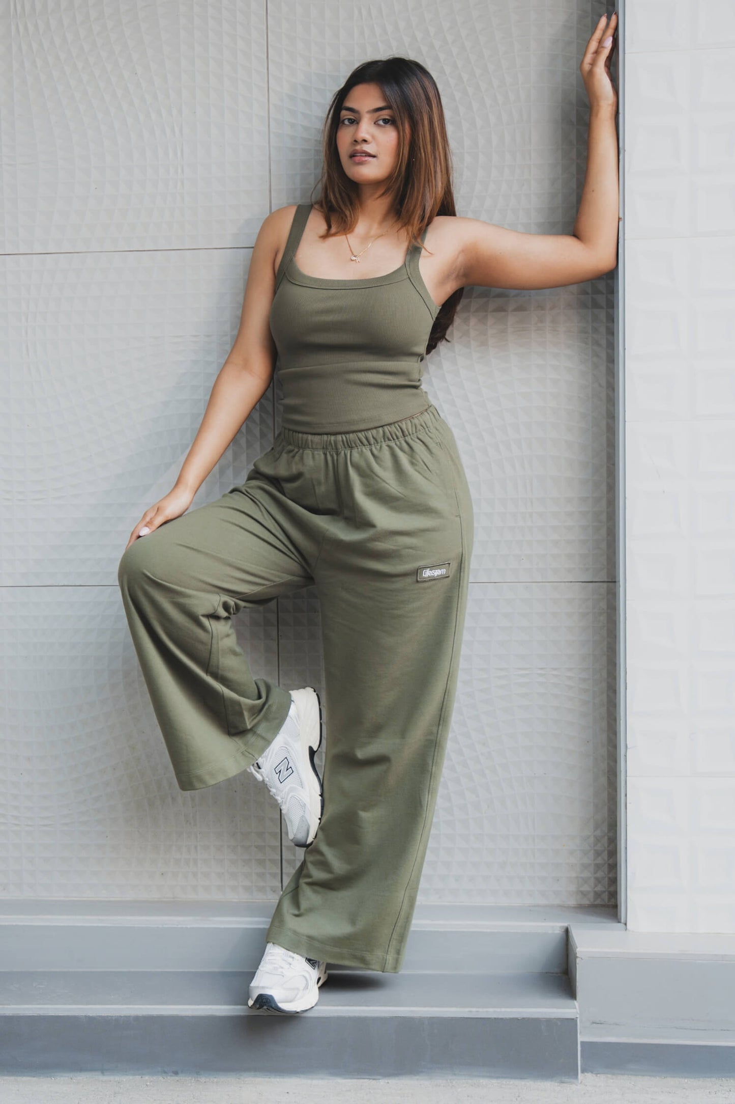 Co-ord Set: Strappy Tank & Loungers in Soul Green