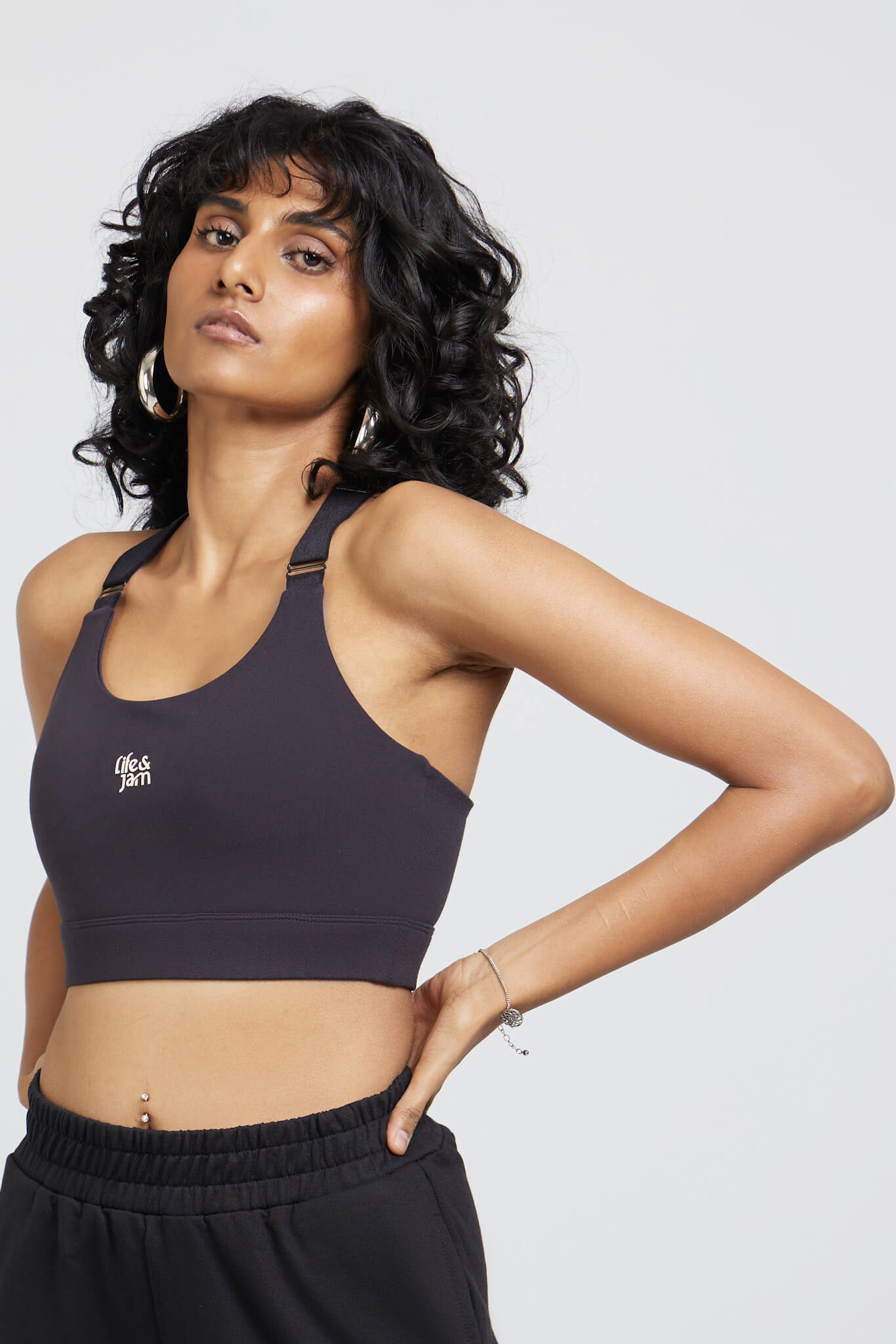 2 Pack: Back Hooks Sports Bra + Adjustable Straps Sports Bra in Charcoal - Life & Jam