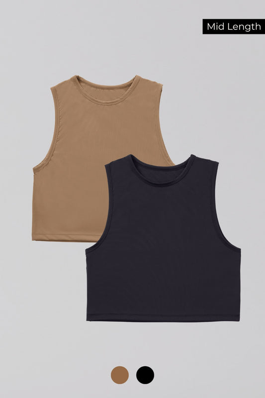 2 Pack: Buttery Quick - Dry Tank In Mountain Tan & Charcoal - Life & Jam