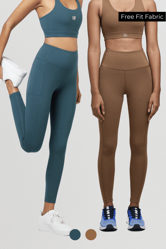 2 Pack: Dawn to Dusk Leggings in Jungle Green & Mountain Tan - Life & Jam