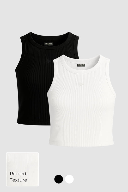 2 Pack: Free Spirit Ribbed Tank - Life & Jam