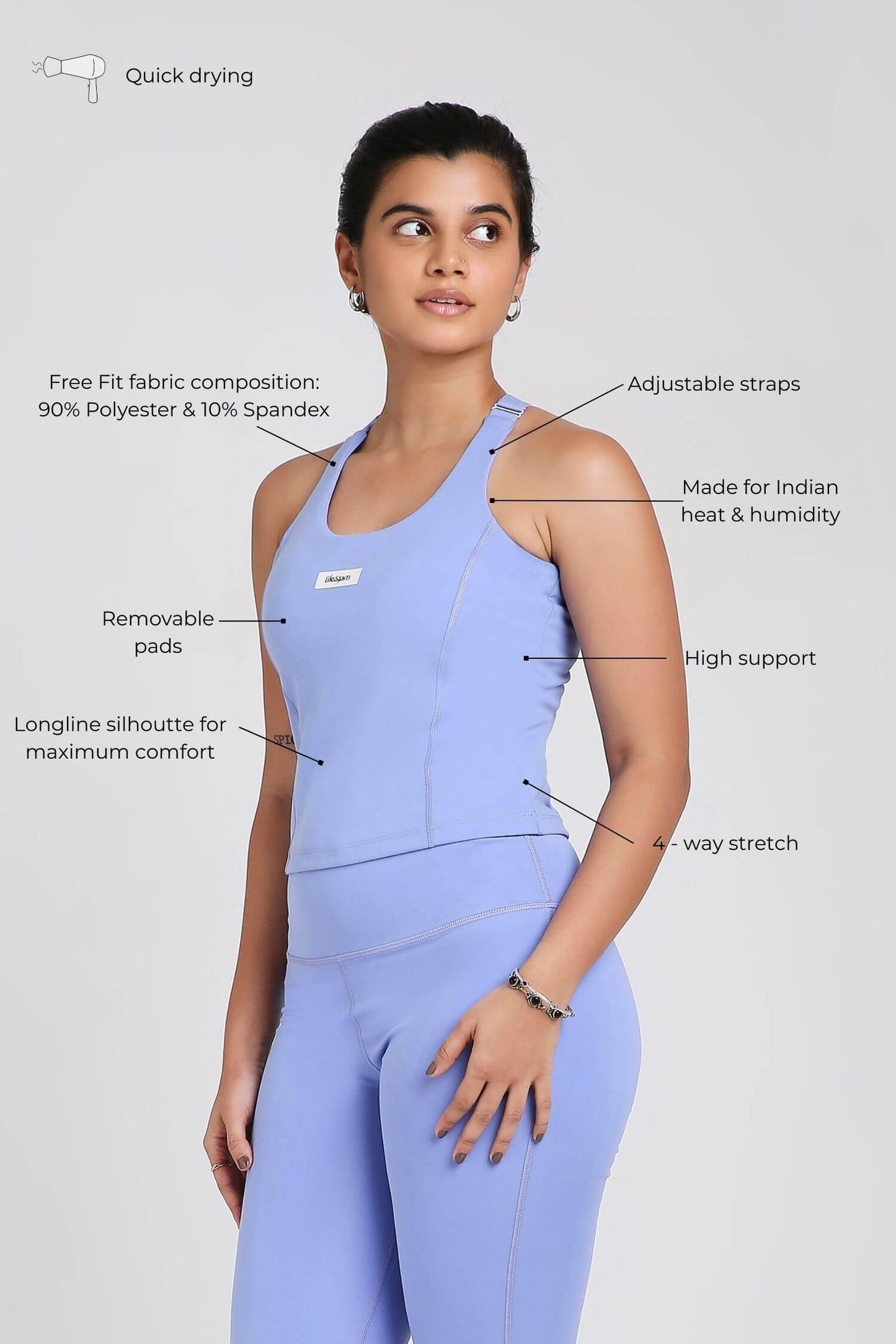 Good Girl Code Longline Sports Bra in Ocean Pop