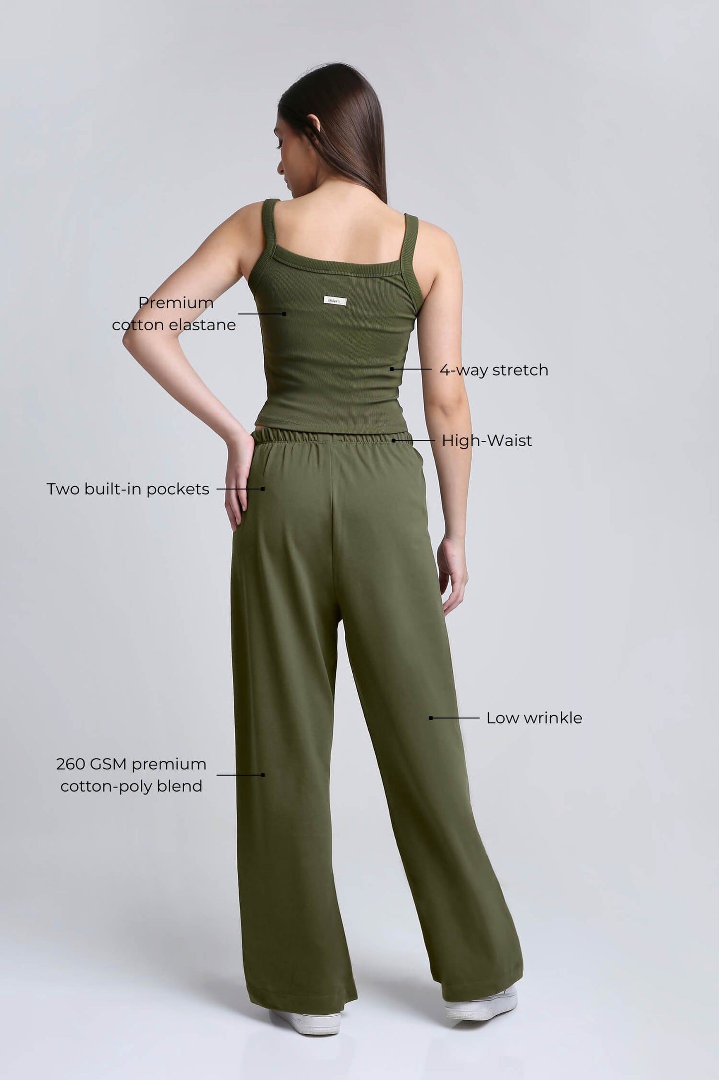 Co-ord Set: Strappy Tank & Loungers in Soul Green