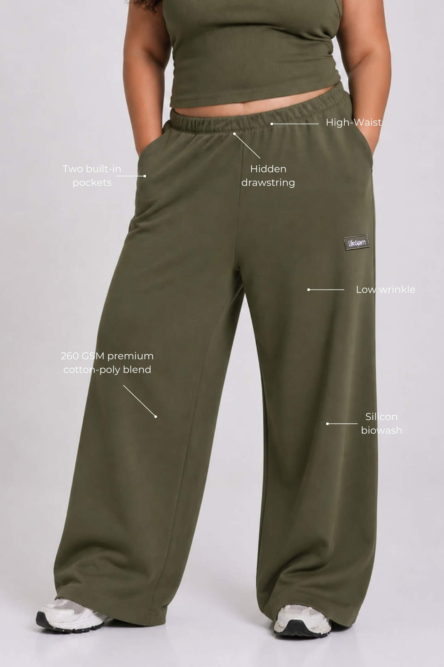 Oversized Loungers with drawstring in Soul Green