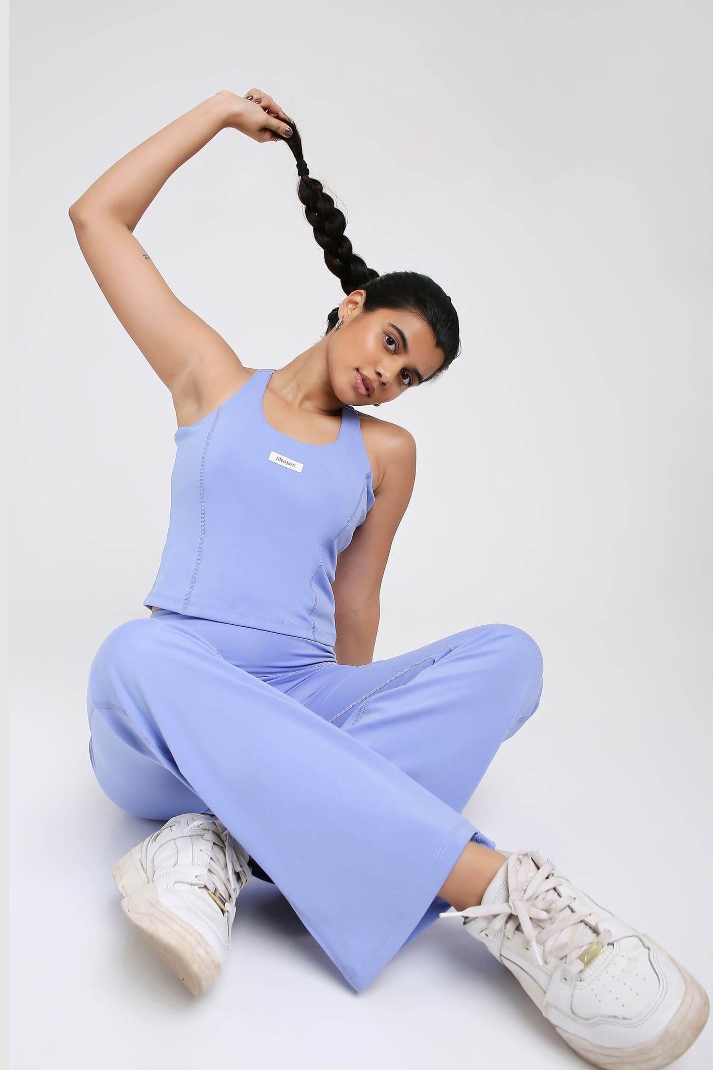 Good Girl Code Longline Sports Bra in Ocean Pop