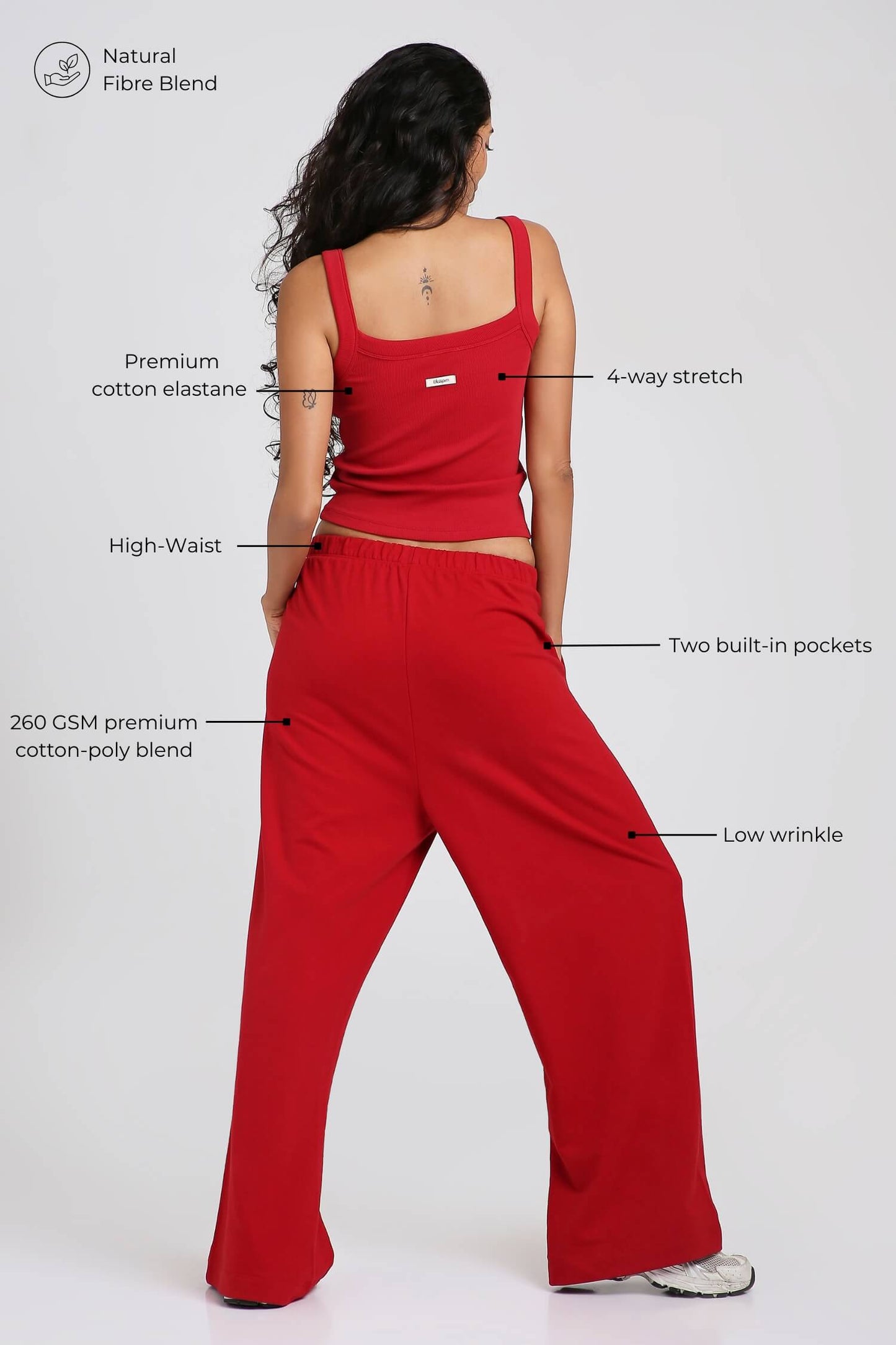 Co-ord Set: Strappy Tank & Loungers in Cherry Red