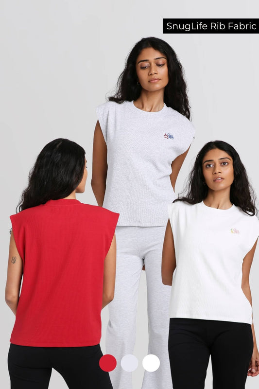 3 Pack: Box Tank in Cherry Red, Greystone & Snow White - Life & Jam