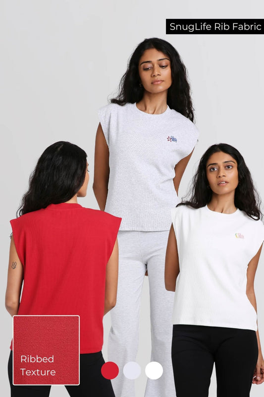 3 Pack: Box Tank in Cherry Red, Greystone & Snow White - Life & Jam