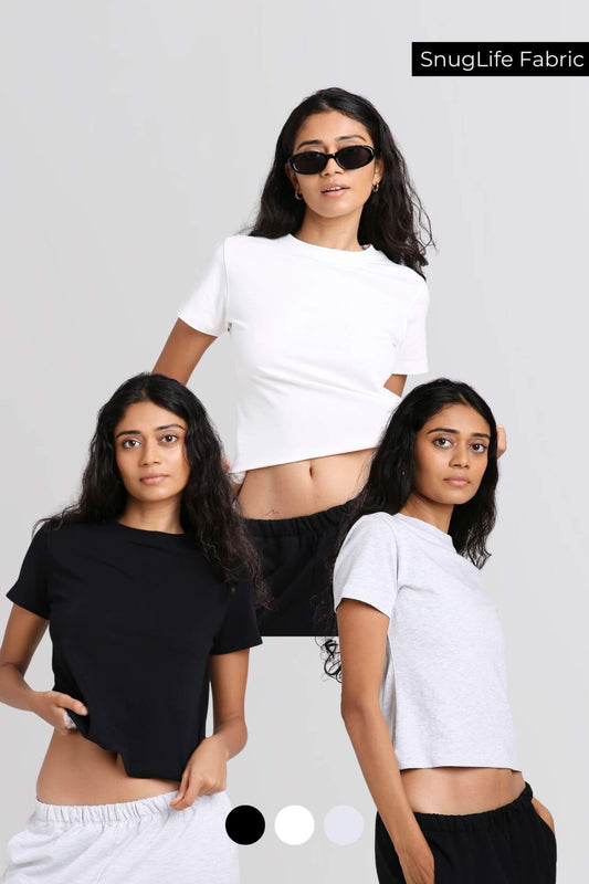 3 Pack: Relaxed Tee in True Black, Greystone & Snow White - Life & Jam