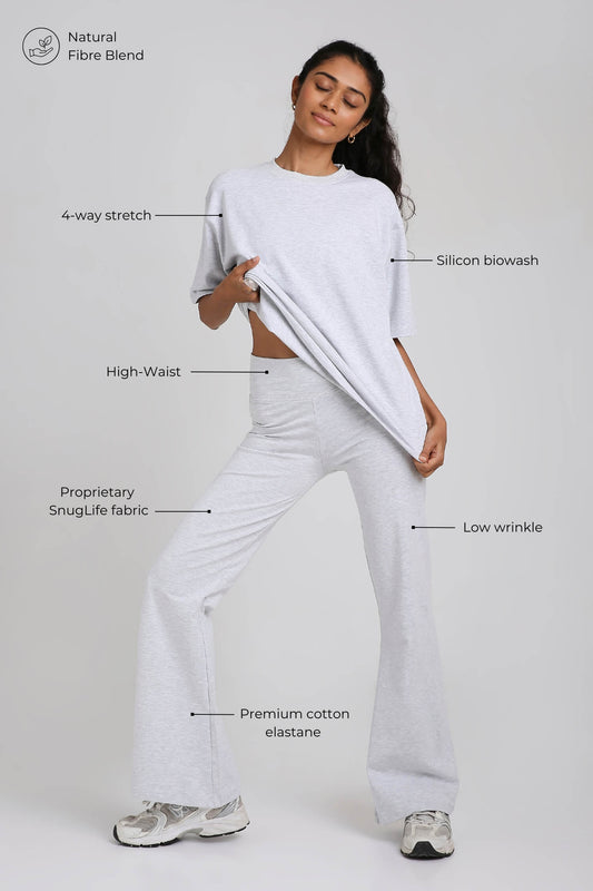 Co-ord Set: Oversized Tee & Chill Flares in Greystone