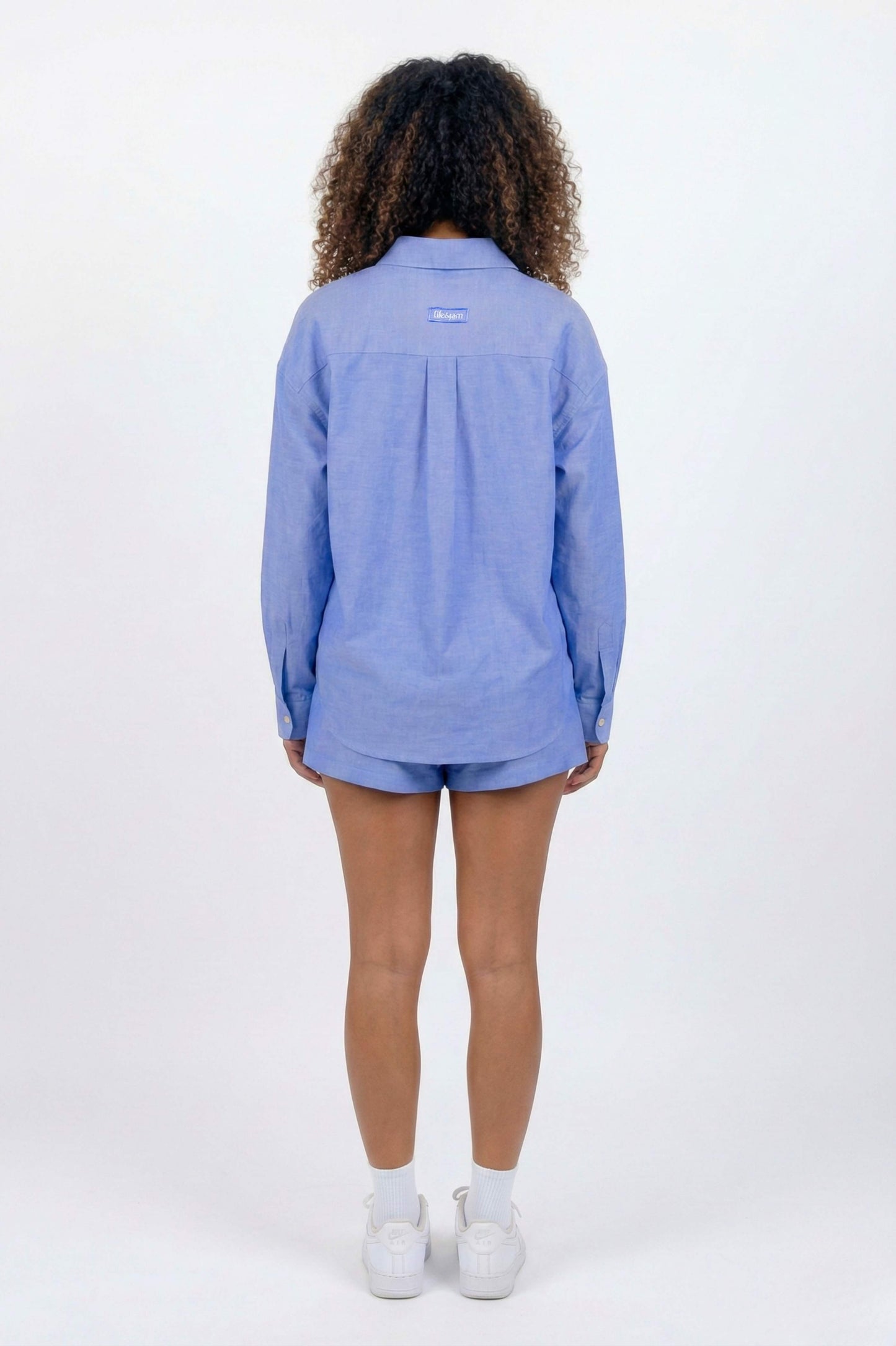 Co-ord Set: Travel Jammies Shirt & Shorts in Ocean Blue