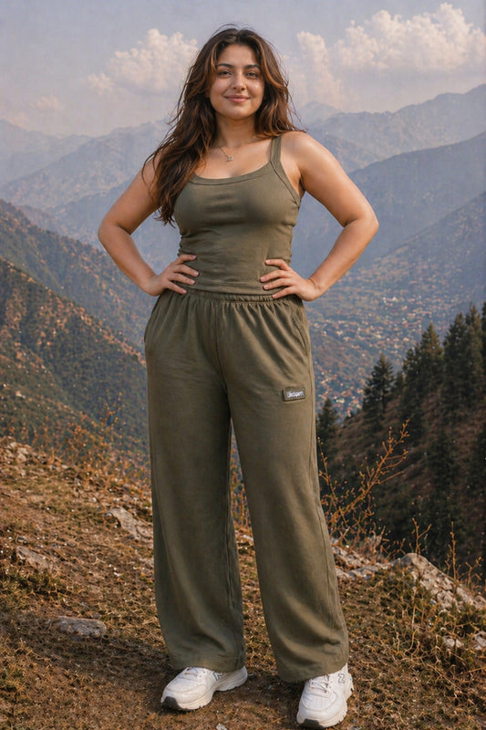 Co-ord Set: Strappy Tank & Loungers in Soul Green