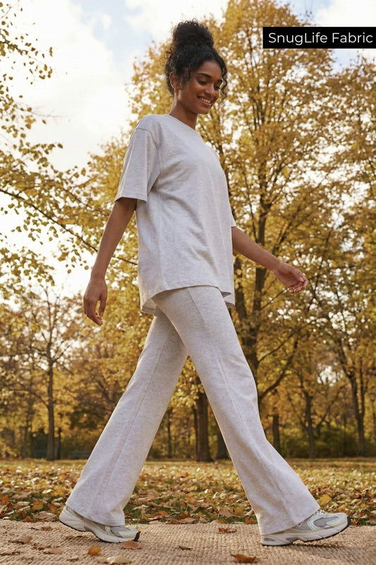 Co-ord Set: Oversized Tee & Chill Flares in Greystone