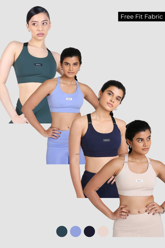 4 Pack: Adjustable Straps Sports Bra