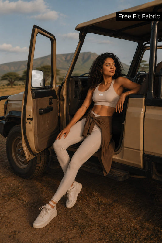 Co-ord Set: Adjustable Straps Sports Bra + Leggings in Marshmallow 2.0
