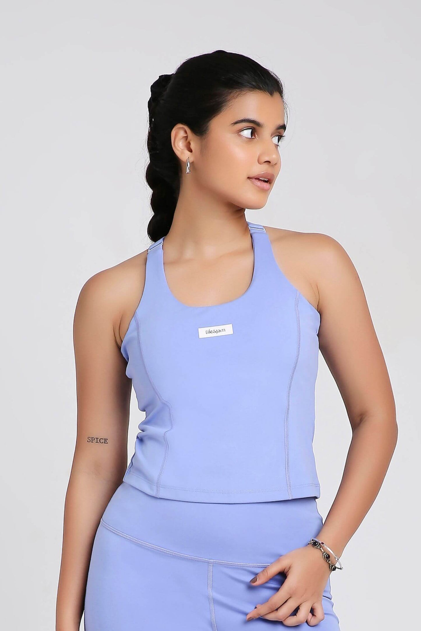 Good Girl Code Longline Sports Bra in Ocean Pop