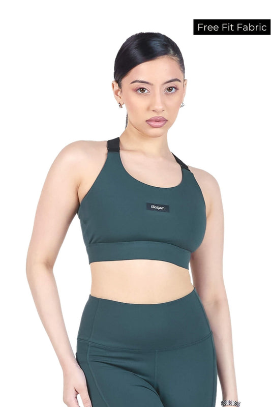 Adjustable Straps Sports Bra in Jungle Green 2.O - Life & Jam