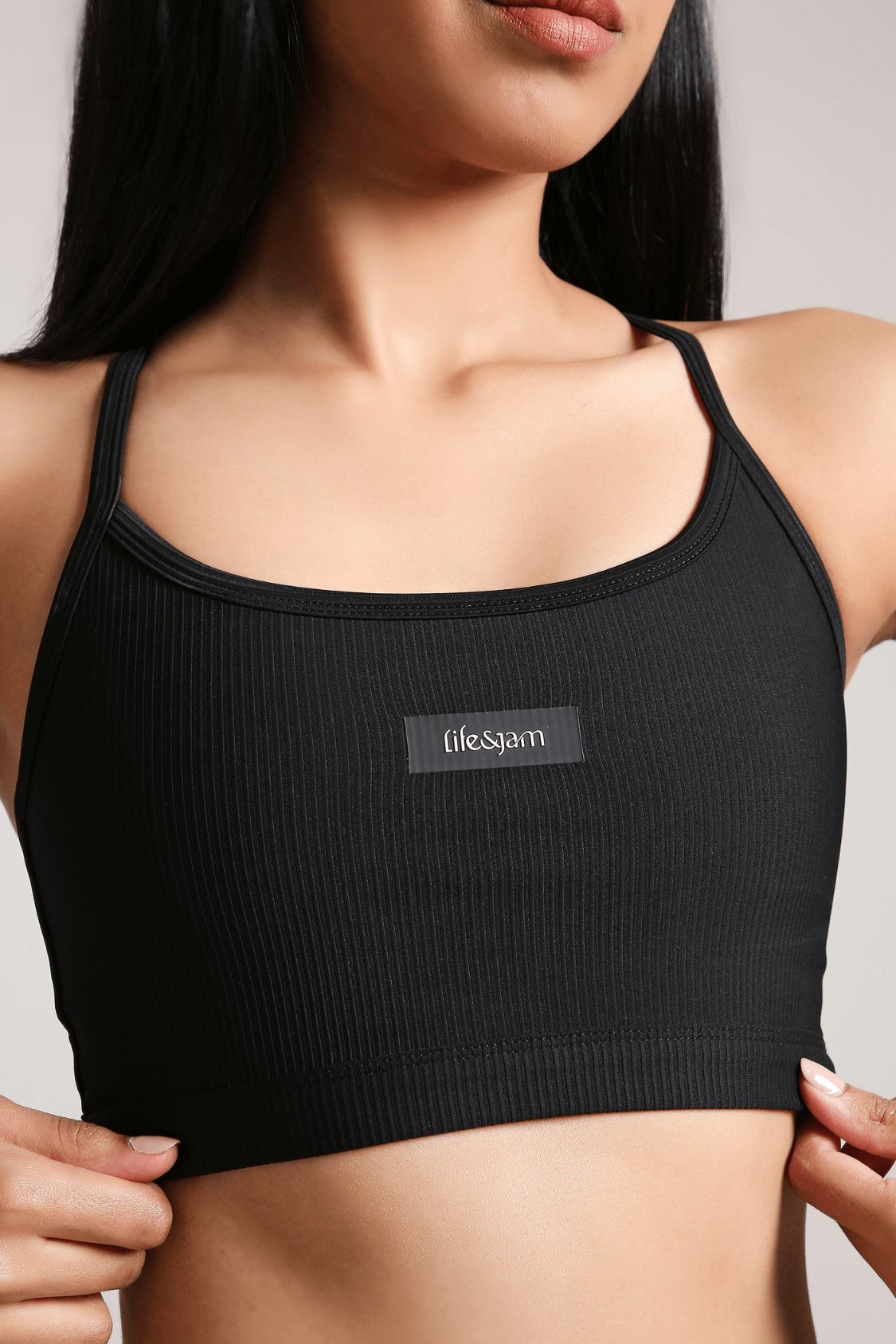 After Dark Ribbed Bralette in True Black - Life & Jam