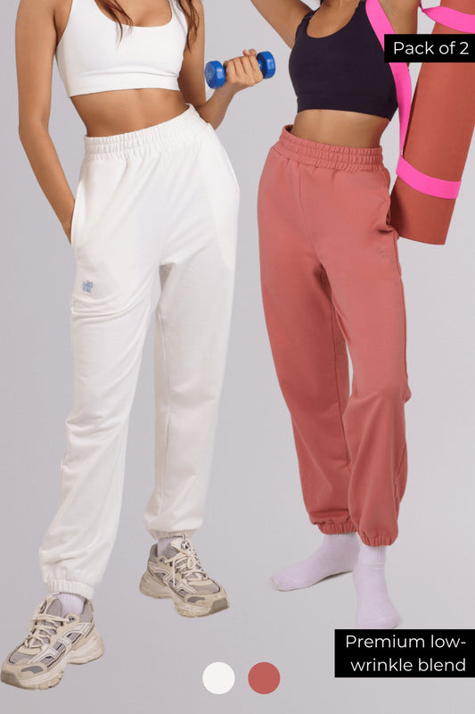 Always Comfy Joggers in Snow White & Dusty Rose - Life & Jam