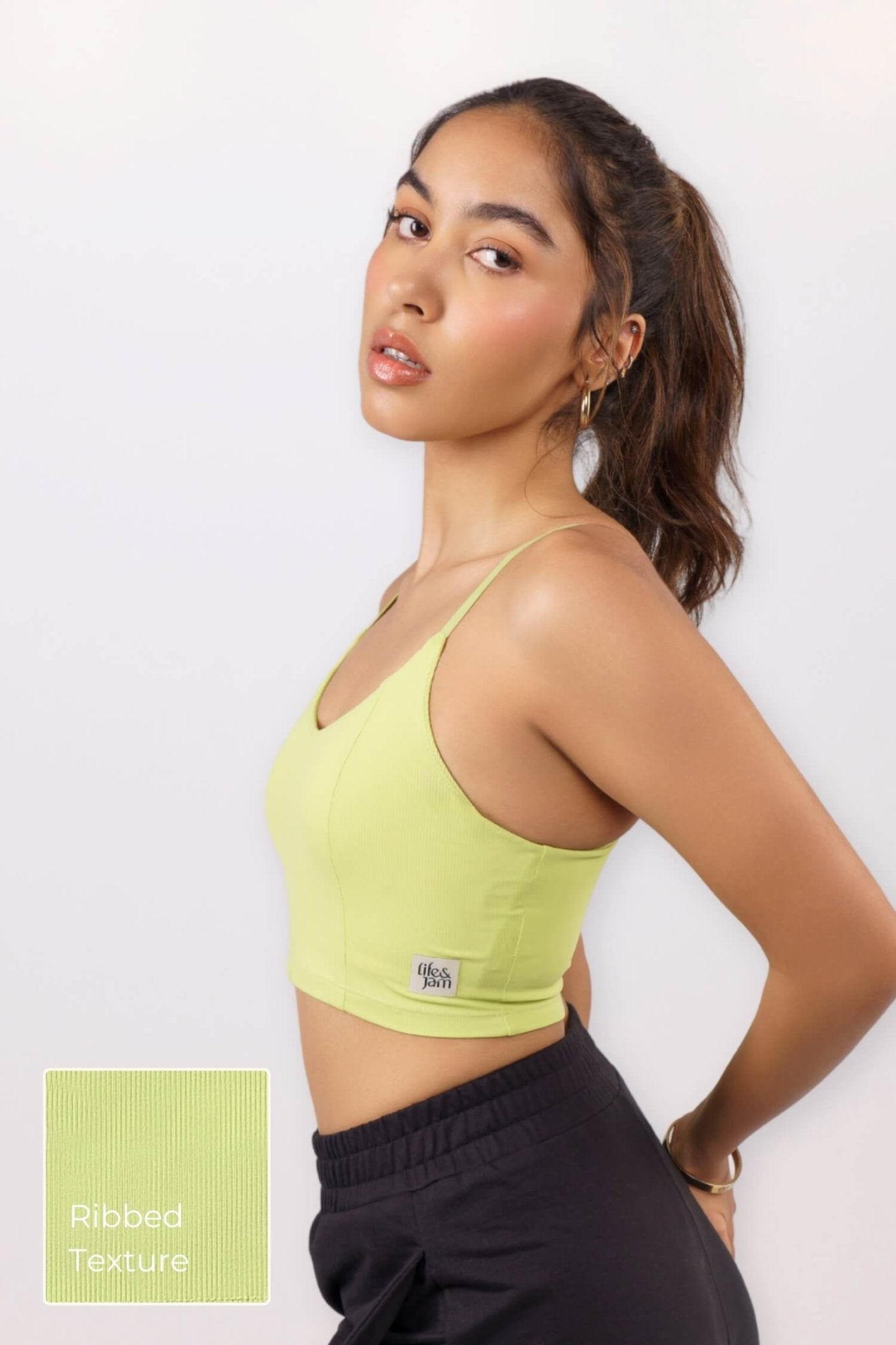 Breezy Ribbed Padded Sports Bra in Lemon - Life & Jam