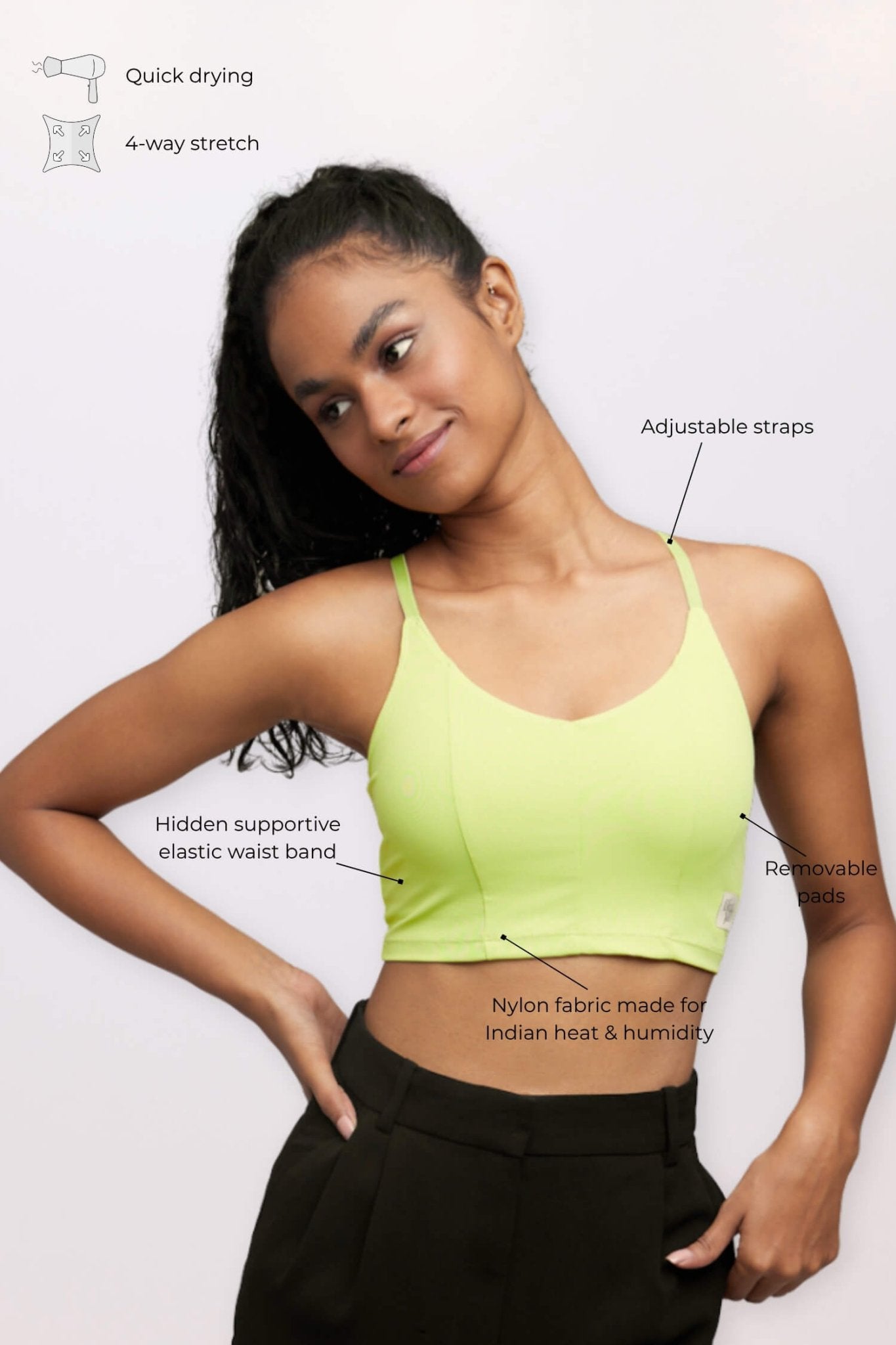 Breezy Ribbed Padded Sports Bra in Lemon - Life & Jam