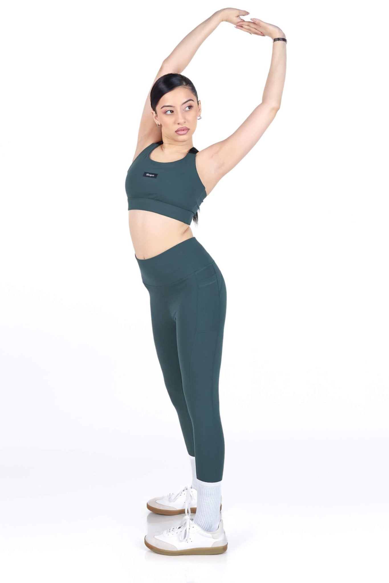 Co - ord Set: Adjustable Straps Sports Bra + Leggings in Jungle Green 2.0 - Life & Jam